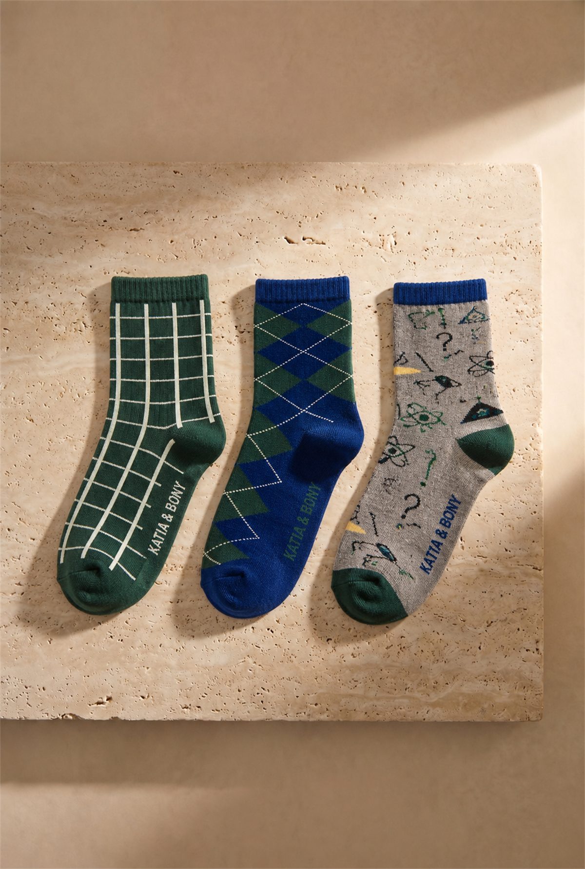 3Pck Geometry Chıldrens Socket Socks Patterned