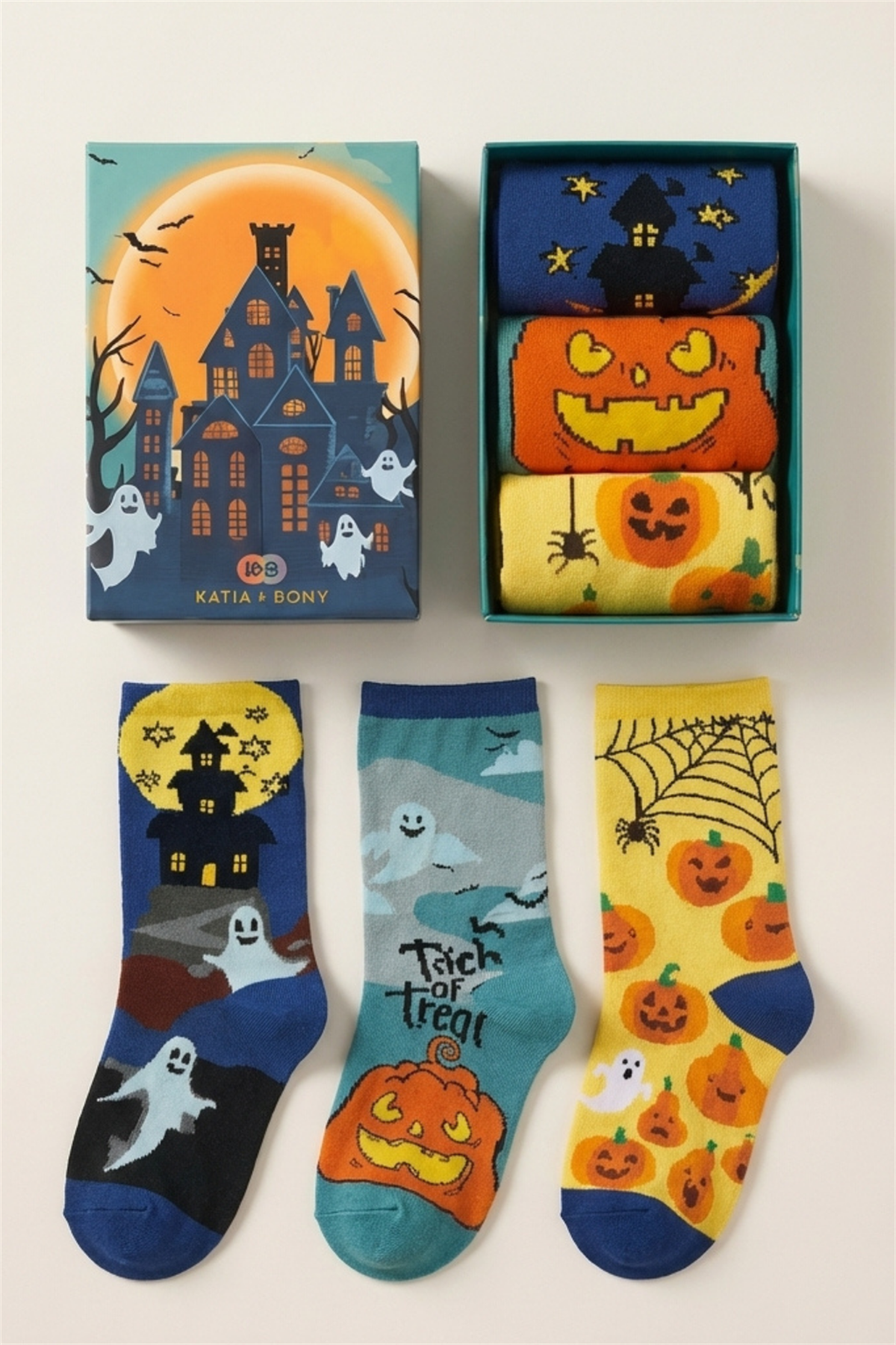 Çocuk 3lü Halloween Desenli Kutulu Soket Çorap