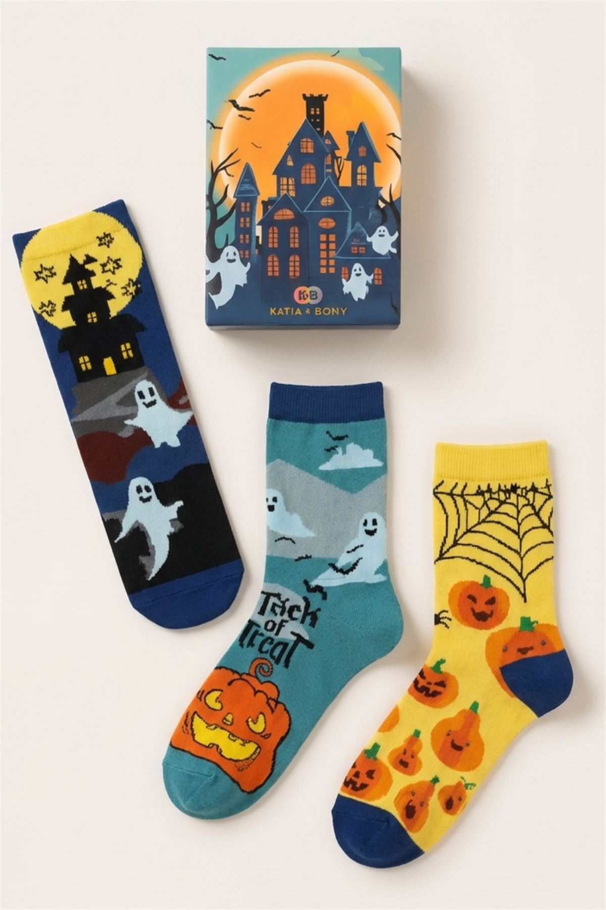 Çocuk 3lü Halloween Desenli Kutulu Soket Çorap
