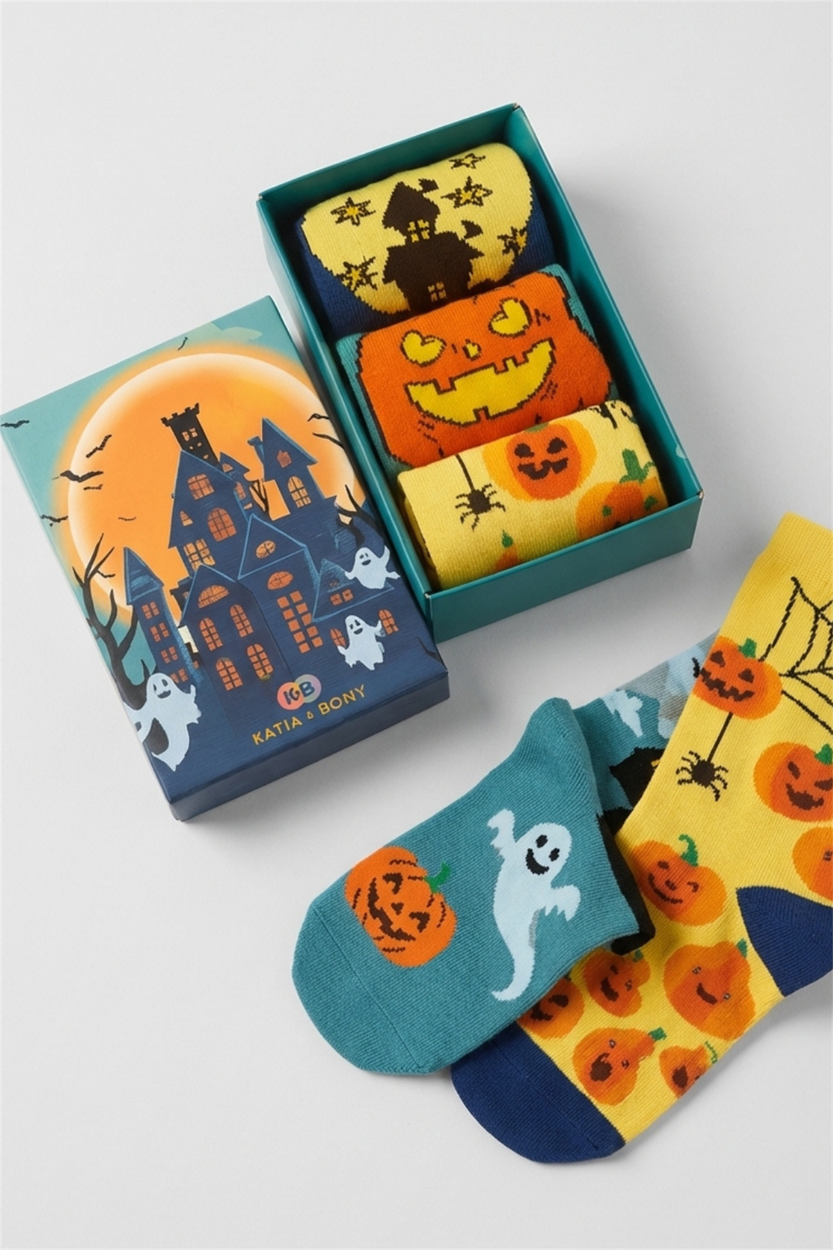 Çocuk 3lü Halloween Desenli Kutulu Soket Çorap