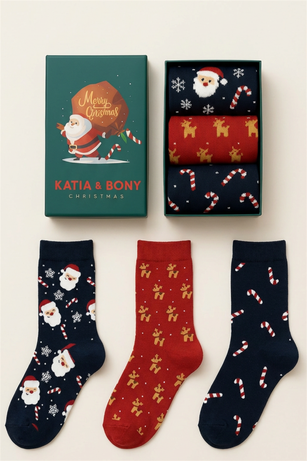 Çocuk 3lü Yılbaşı Kutulu Soket Çorap