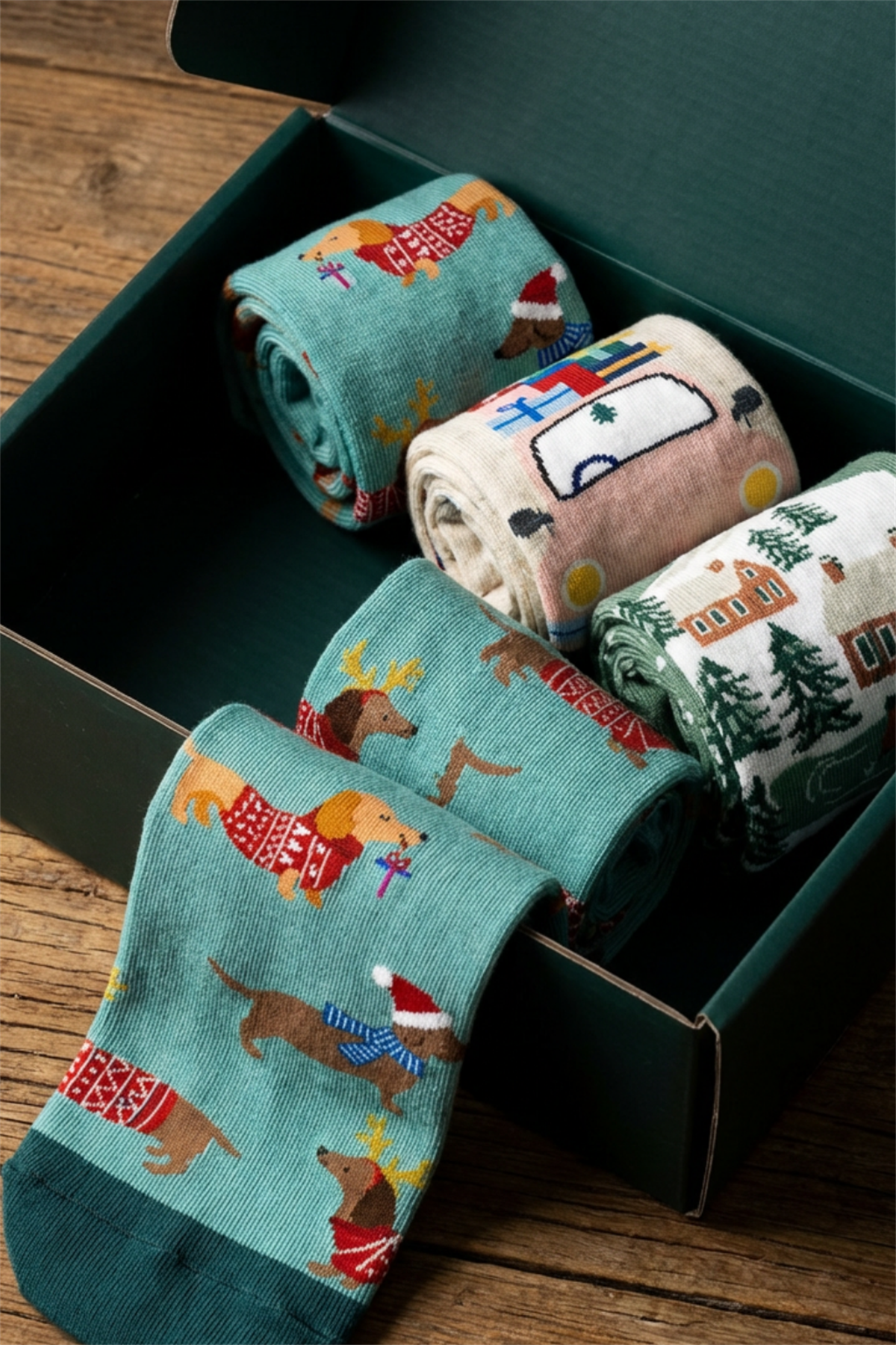 Çocuk 3lü Yılbaşı Temalı Kutulu Soket Çorap