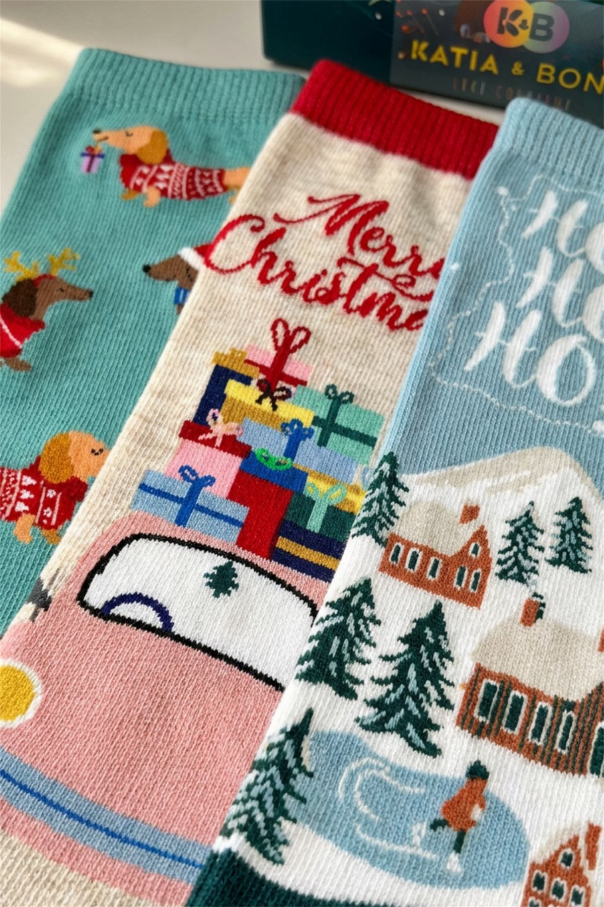 Çocuk 3lü Yılbaşı Temalı Kutulu Soket Çorap