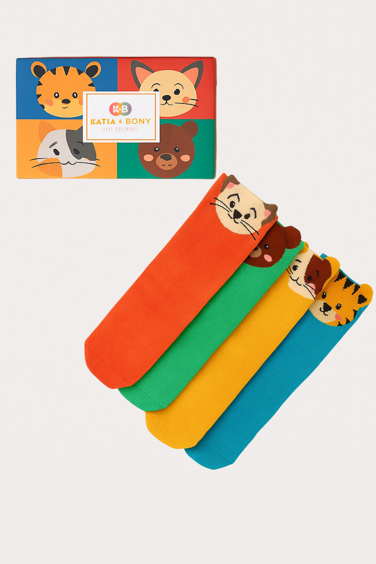 Childrens 4-Pack Cute Animal Patterned Sock Socks Multi-Colored