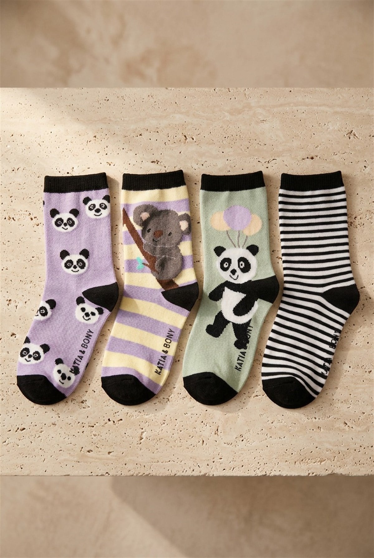 4Pck Panda Pattern Chıldrens Socks Socks Patterned