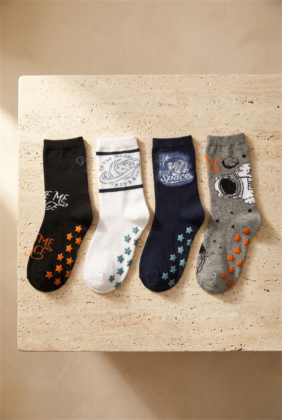 4Pck Space Pattern Chıldrens Socket Socks Patterned