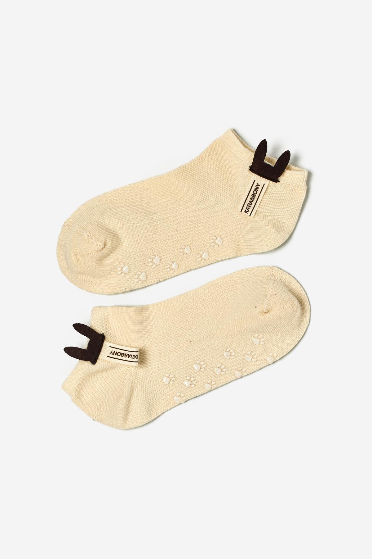 Childrens Accessory 2-Piece Step Socks Beige-Brown