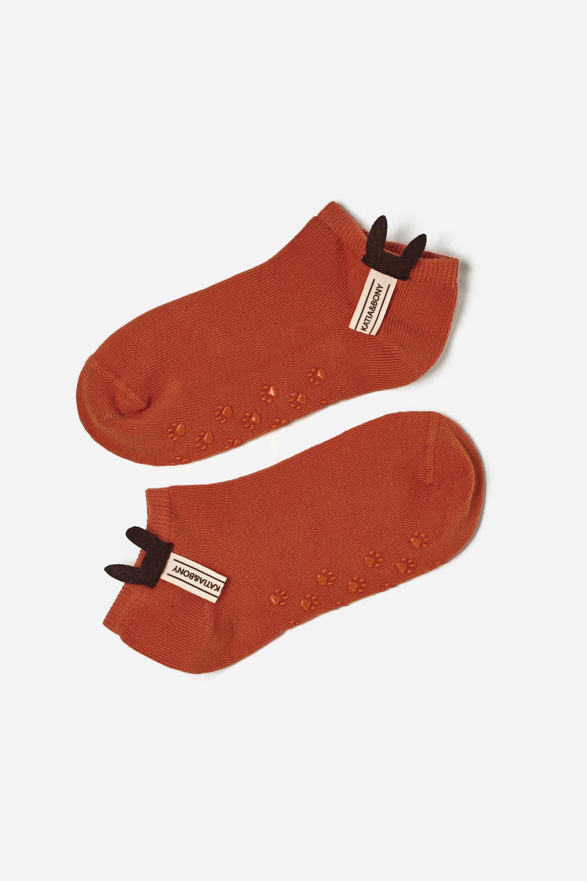 Childrens Accessory 2-Piece Step Socks Beige-Brown