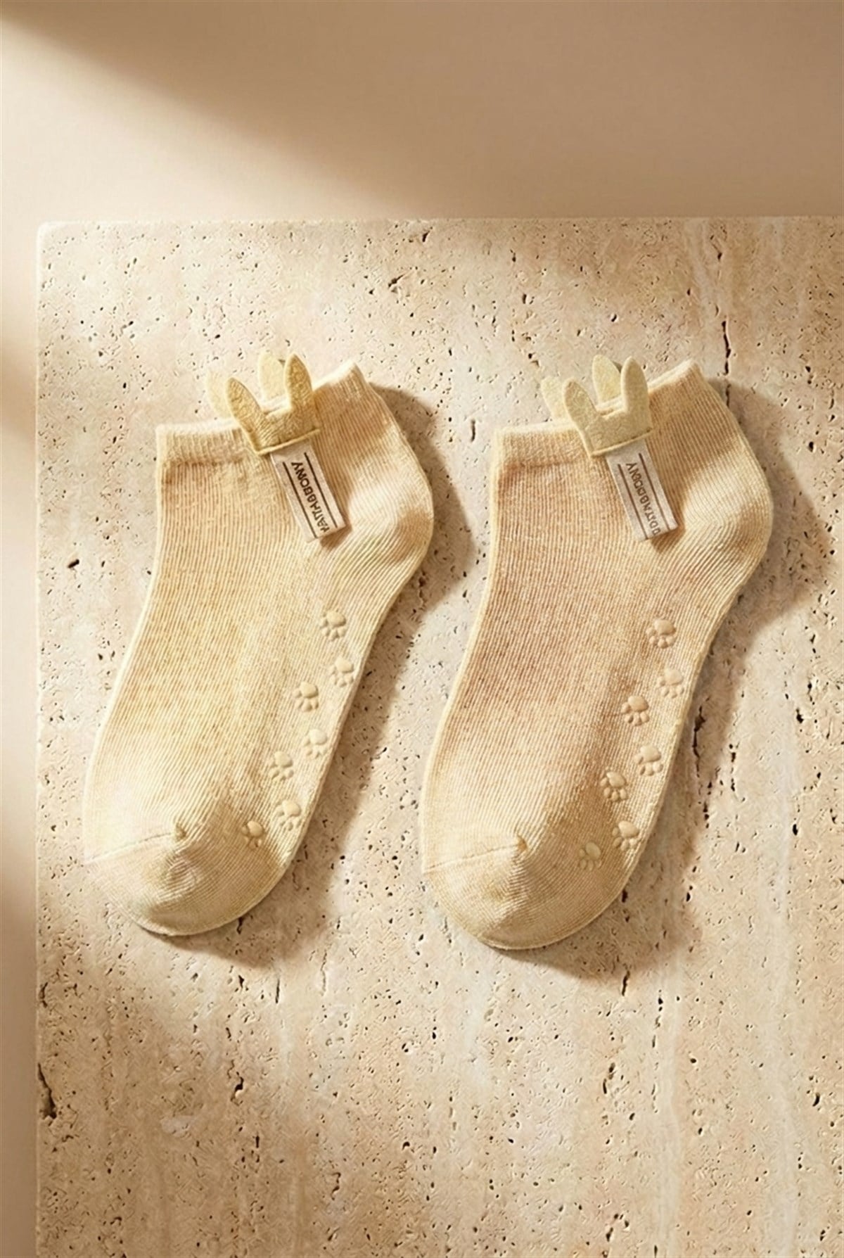 Çocuk Aksesuarlı 2li Step Çorap Ekru-Kahverengi