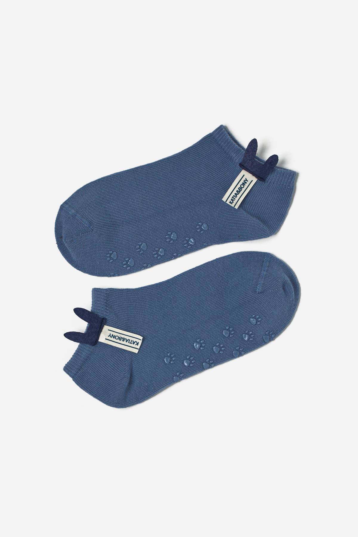 Childrens Accessorized 2-Pack Step Socks Blue-Yellow