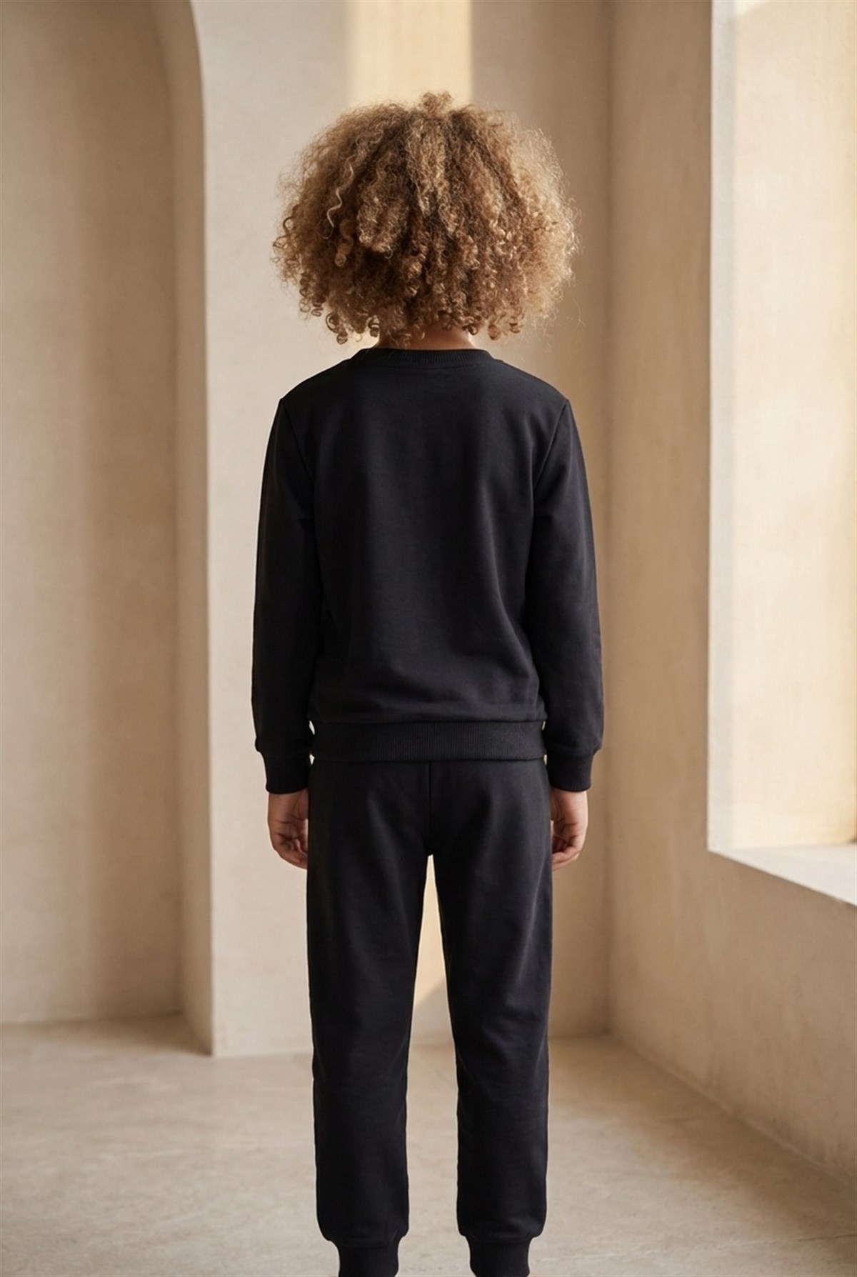 Kids Astronaut Teddy Patterned Tracksuit Set Black