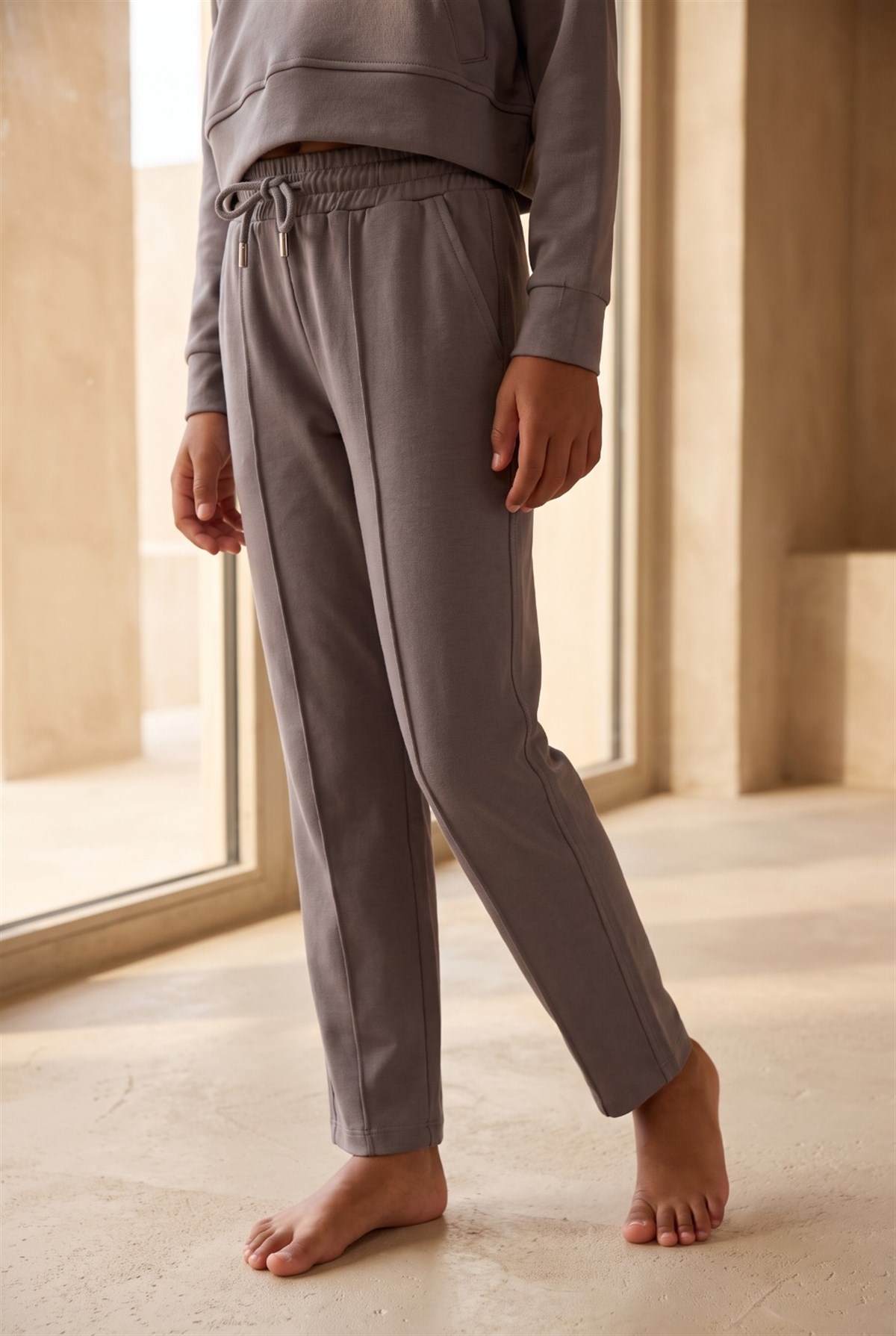 Çocuk Basic Fluffy Eşofman Altı Koyu Gri