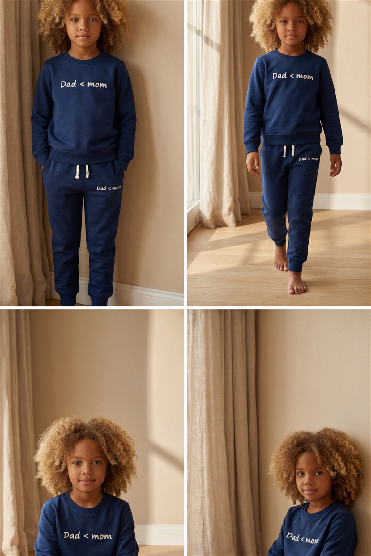 Childrens Dad Mom Printed Tracksuit Navy Blue