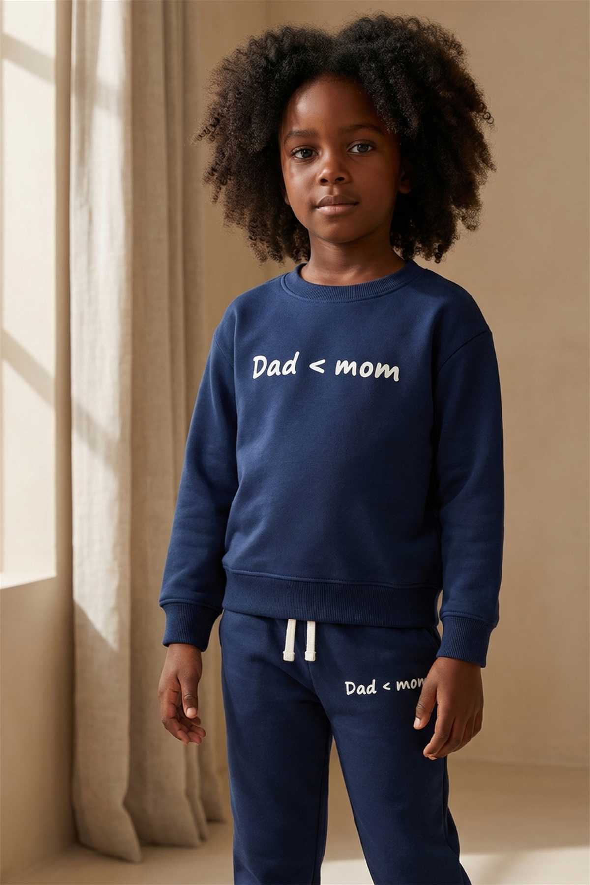 Childrens Dad Mom Printed Tracksuit Navy Blue