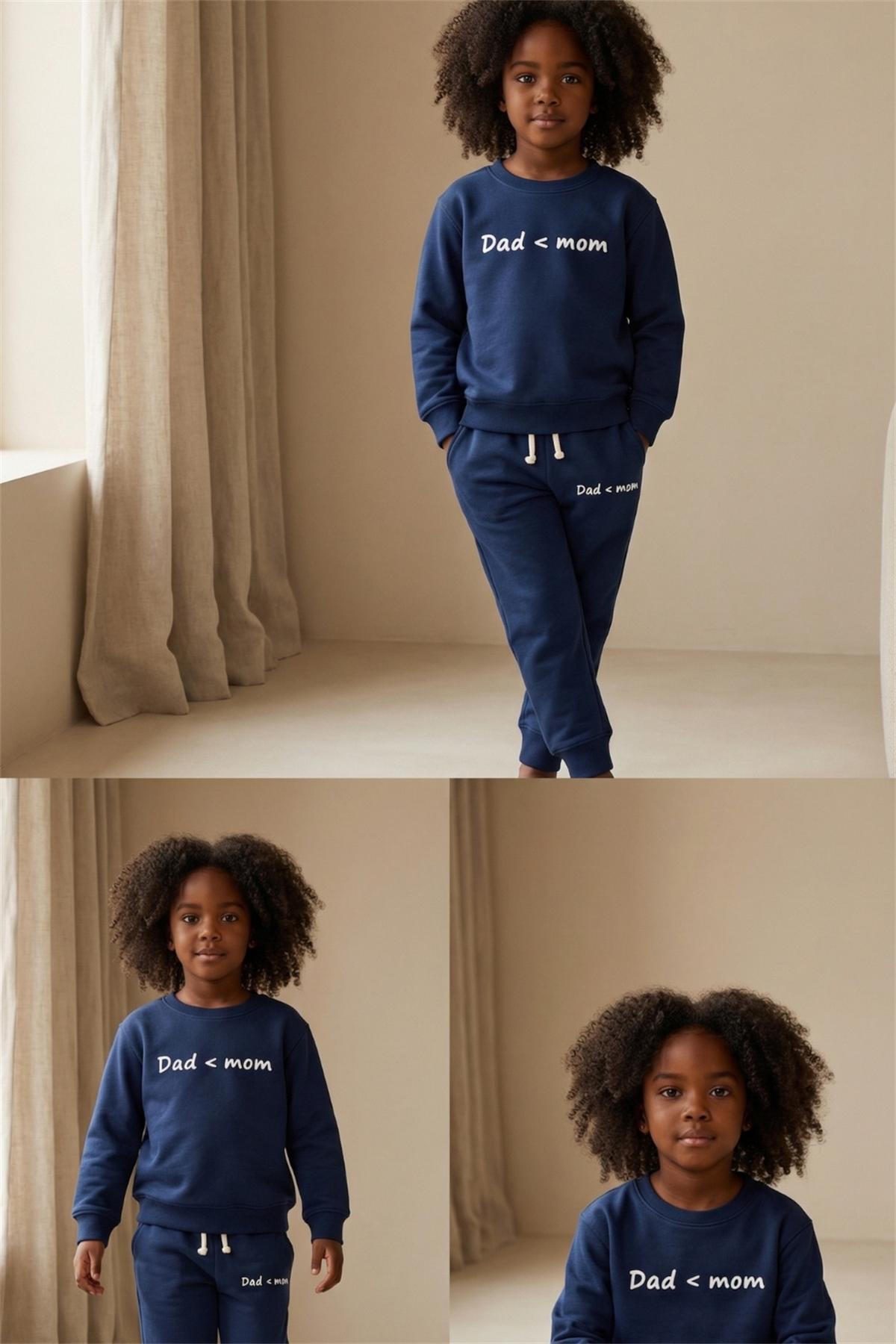 Childrens Dad Mom Printed Tracksuit Navy Blue