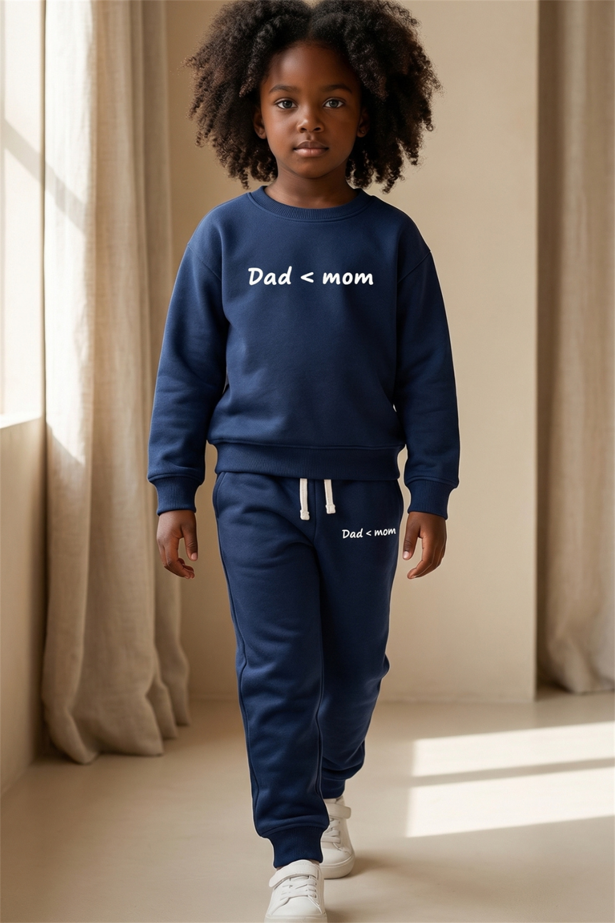 Childrens Dad Mom Printed Tracksuit Navy Blue