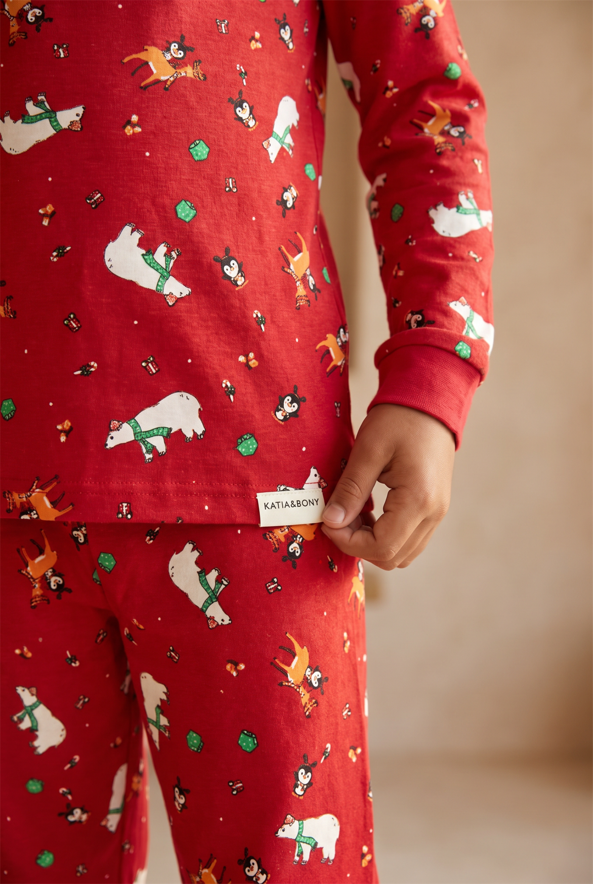 22612K2025 DEAR SANTA GEYİKLİ ERKEK ÇOCUK PİJAMA TAKIM Kırmızı