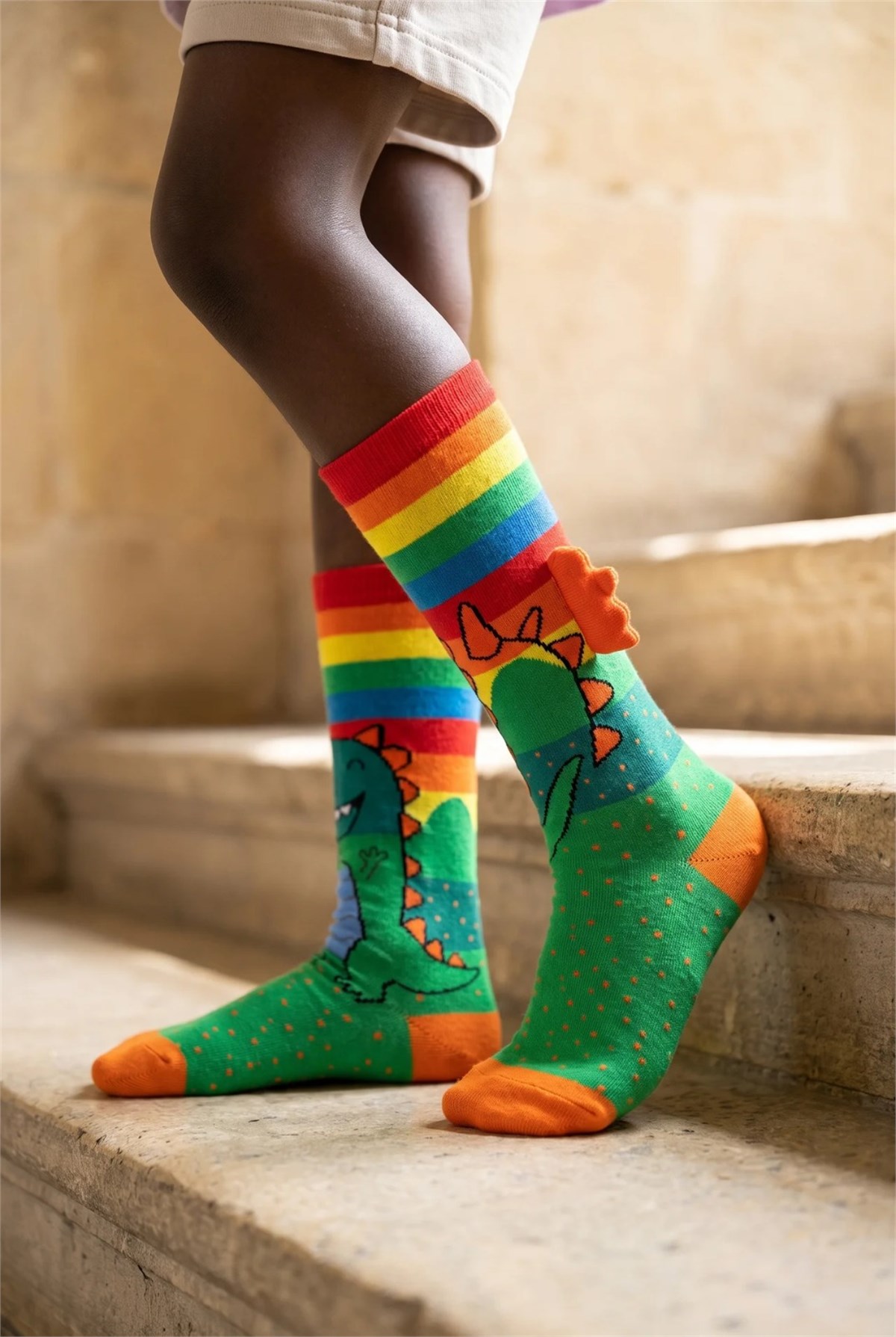 Dınosaur Patterned Chıldrens Laptop Socks Wıth Accessorıes Multıcolored