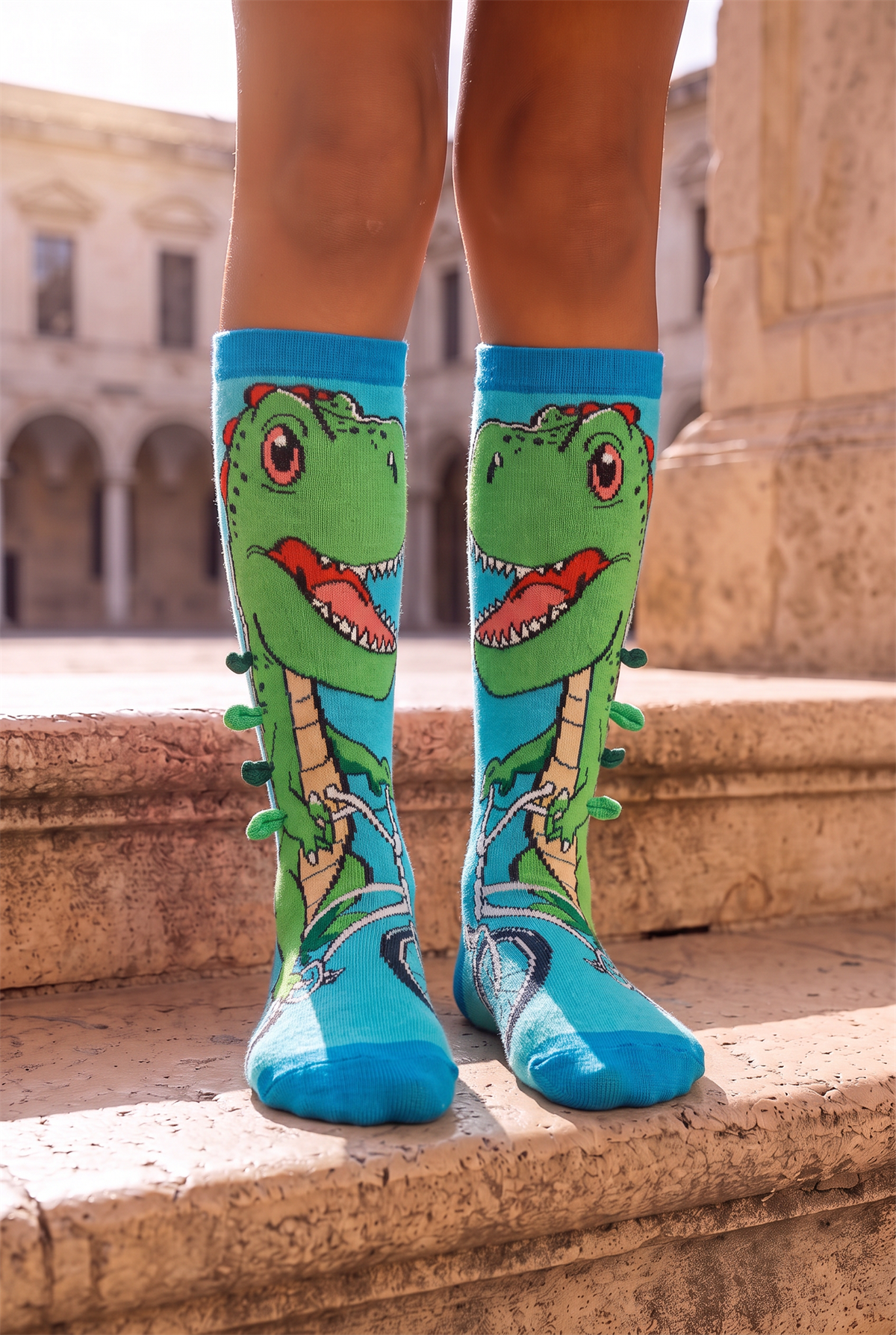 Childrens Knee-High Dinosaur Socks