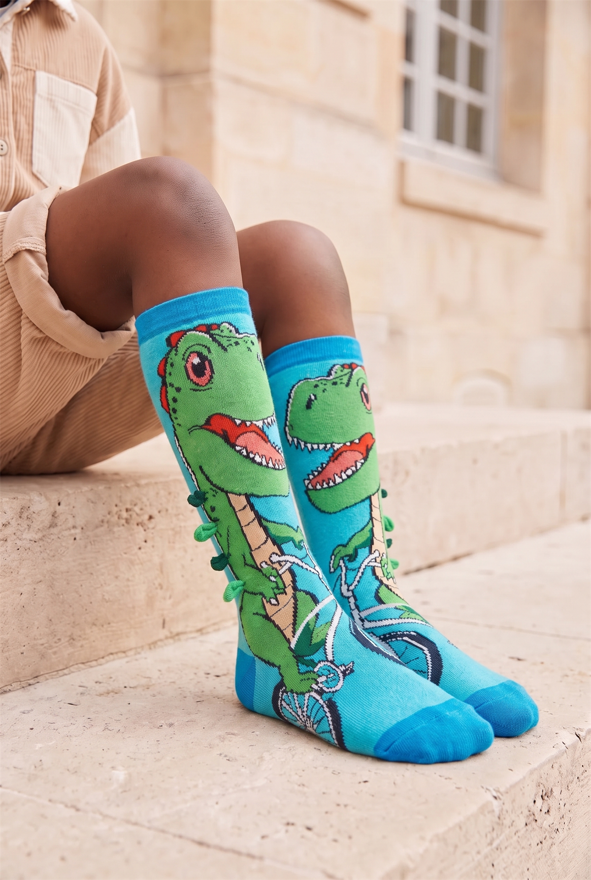 Childrens Knee-High Dinosaur Socks