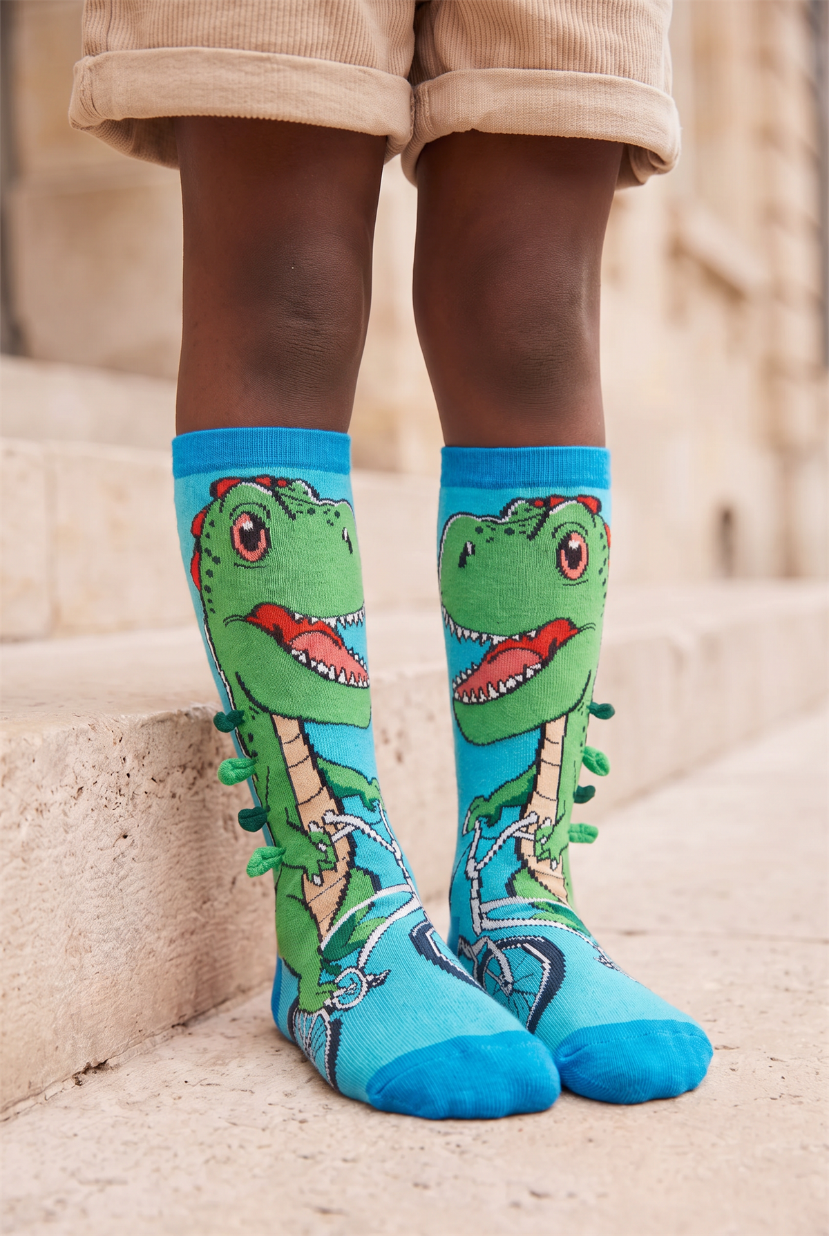 Childrens Knee-High Dinosaur Socks