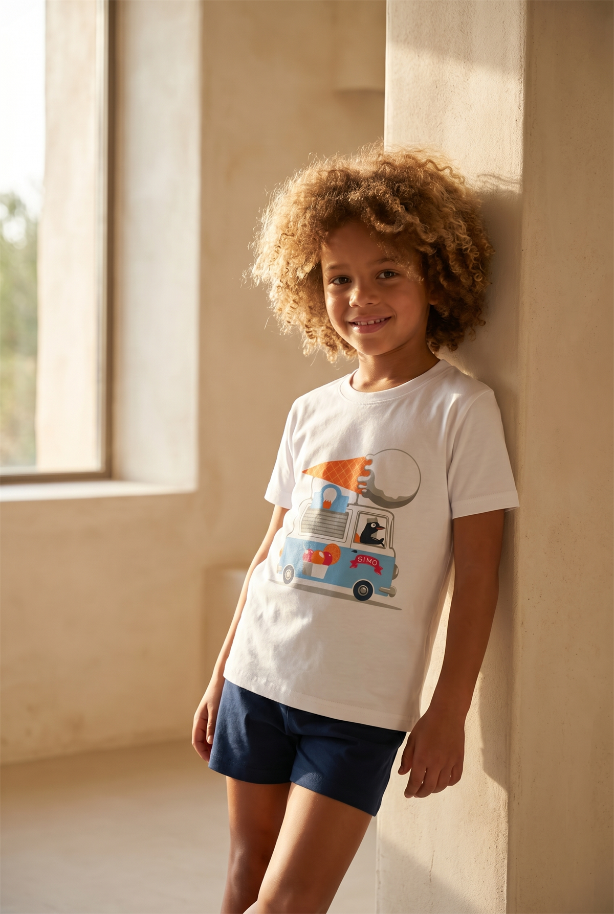 Çocuk Dondurma Desenli Şortlu Pijama Takımı