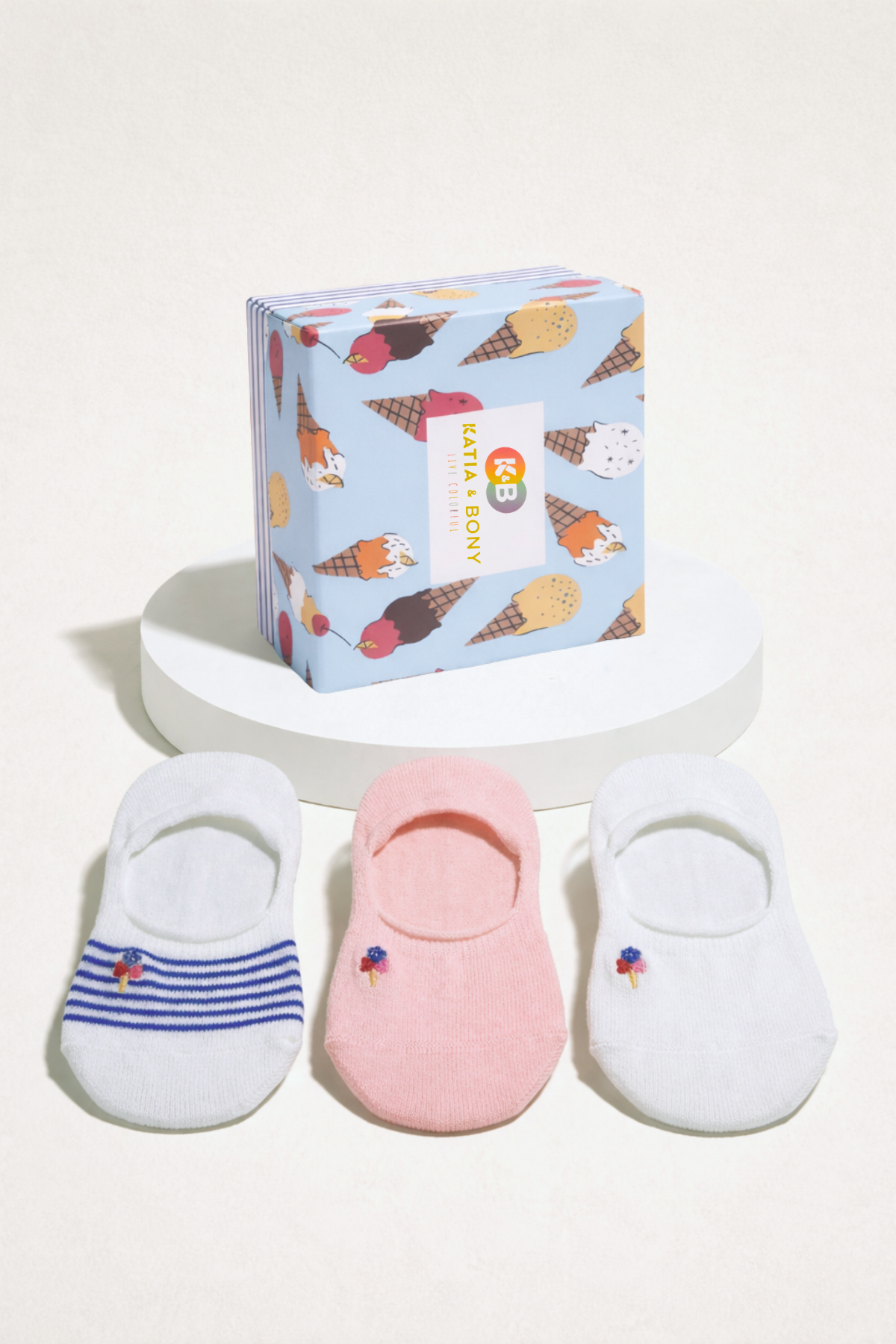 Çocuk Dondurma Kutulu 3lü Görünmez Çorap
