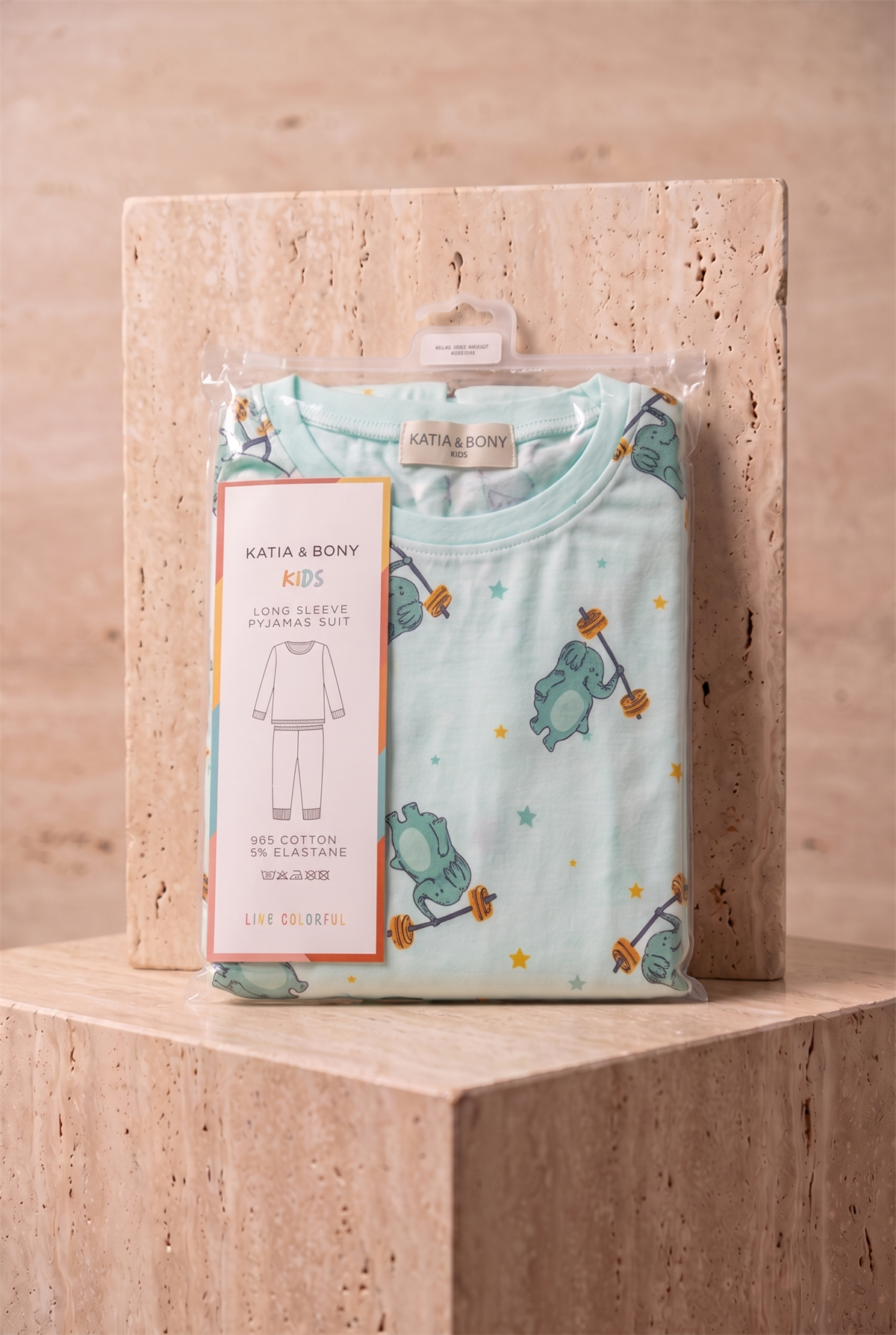 Çocuk Fil Desenli Paketli Pijama Takımı Yeşil