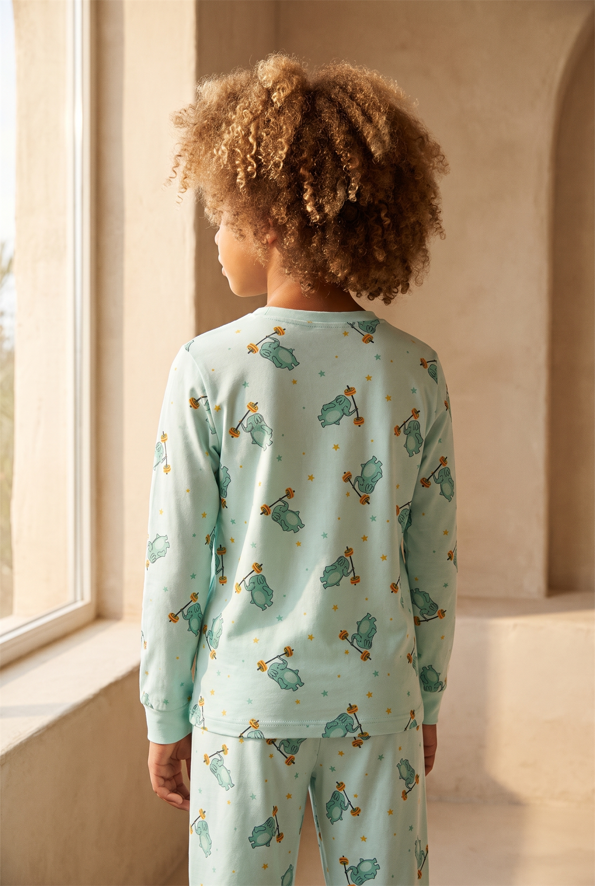 Çocuk Fil Desenli Paketli Pijama Takımı Yeşil