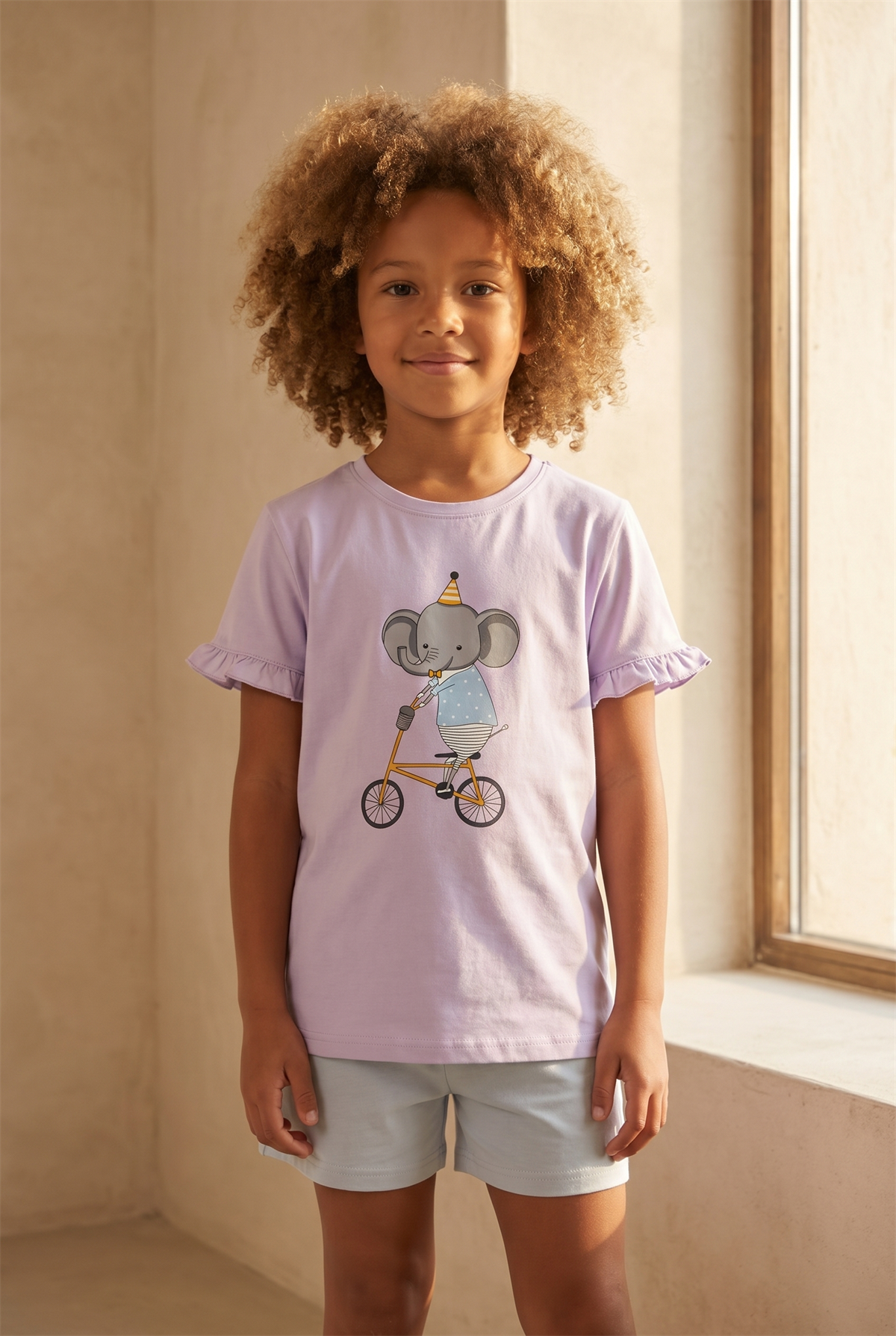 Çocuk Fil Desenli Şortlu Pijama Takımı