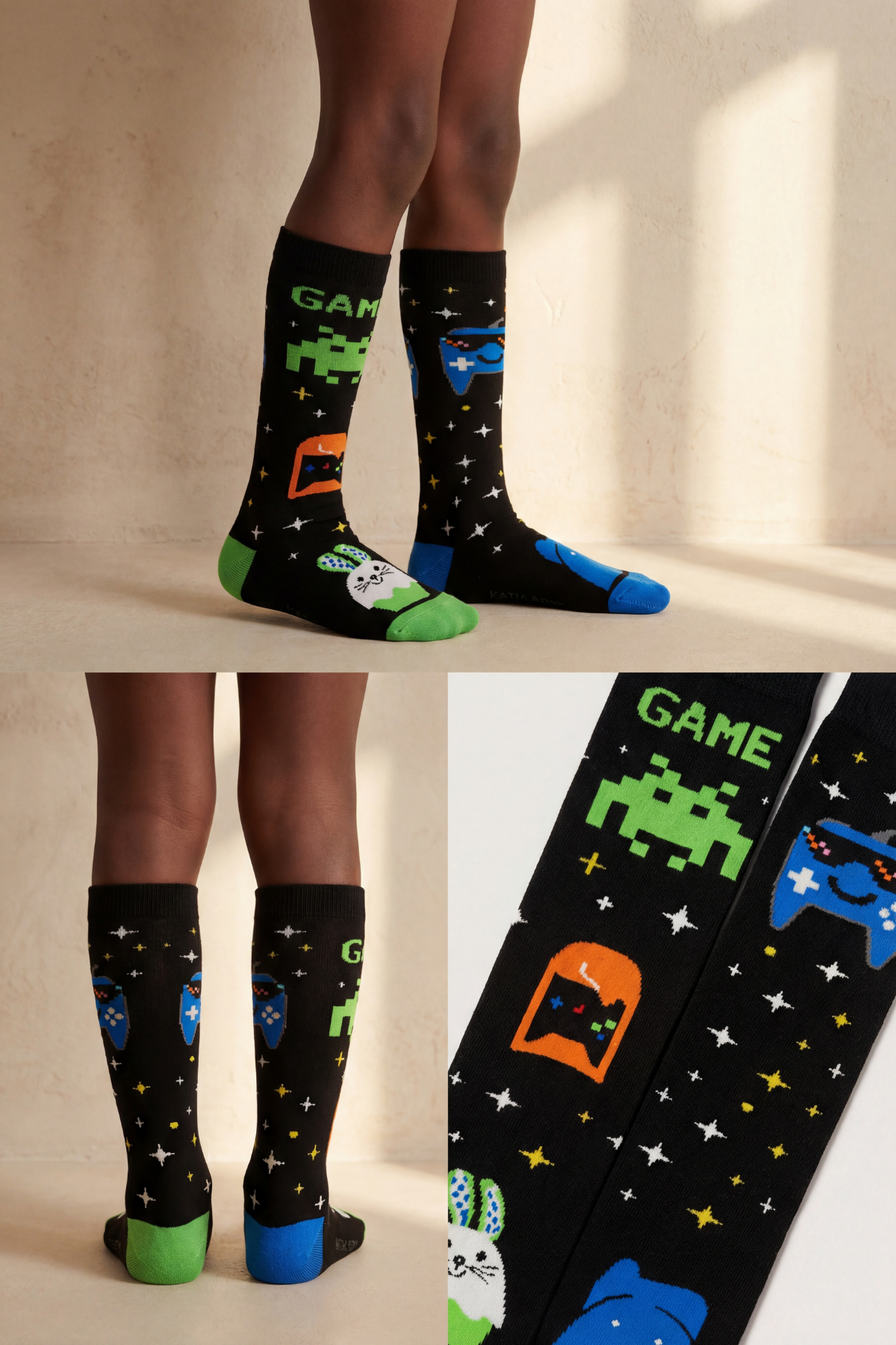 Çocuk Game Desenli Renkli Dizüstü Çorap