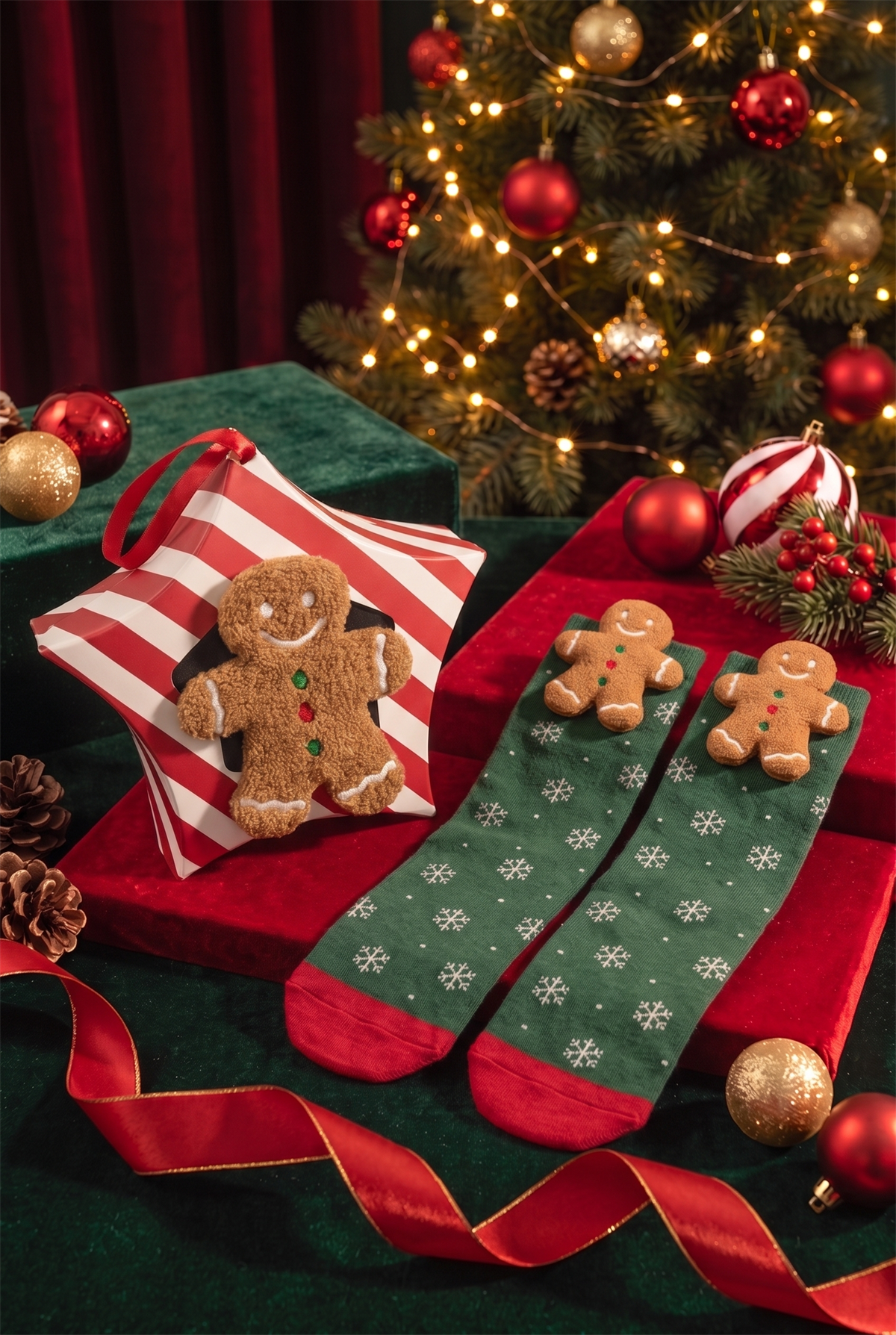 Çocuk Ginger Breadman Kutulu Yılbaşı Soket Çorap