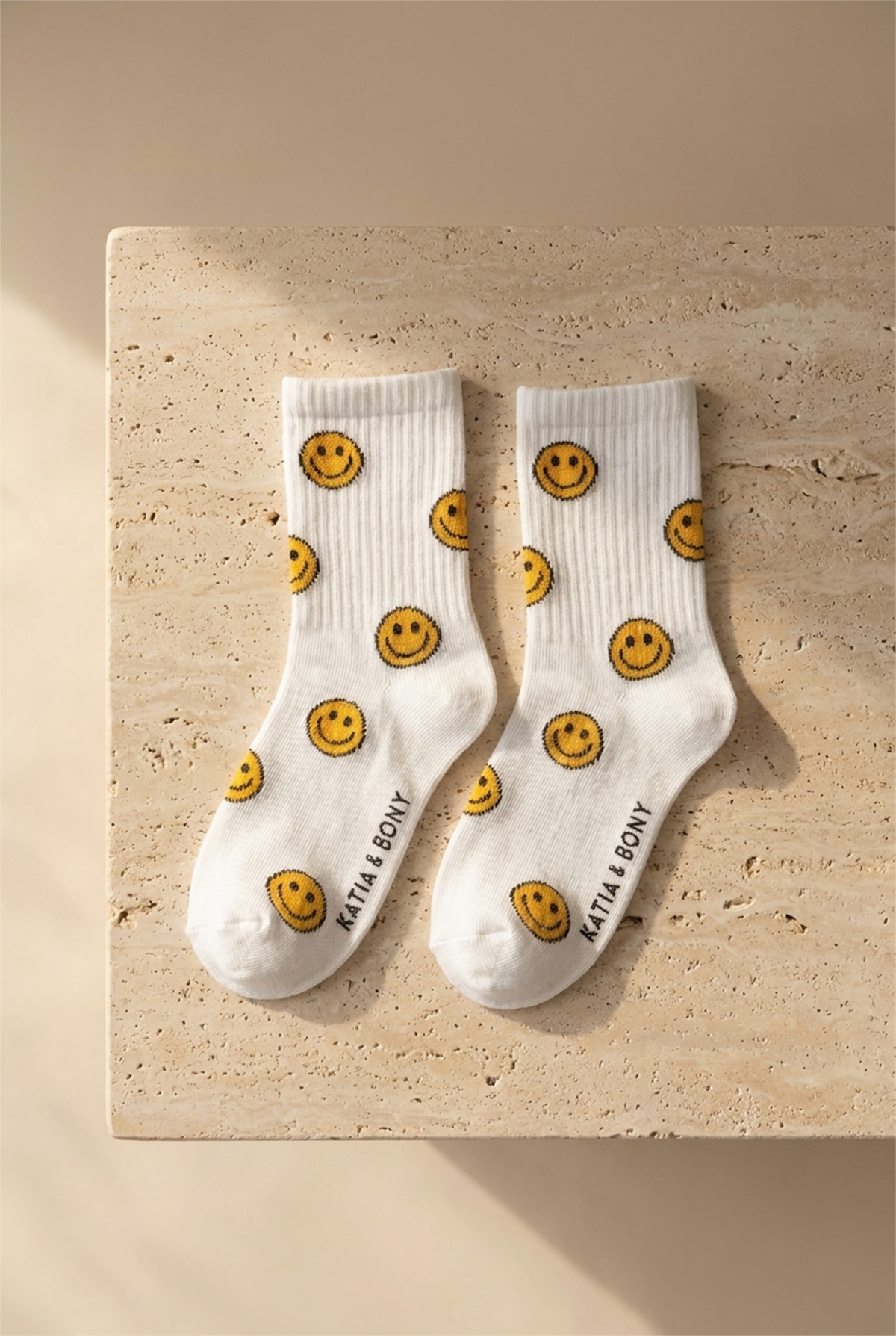3Pck Smıle Face Chıldrens Socket Socks Yellow