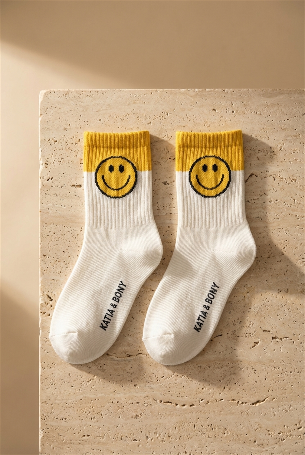 3Pck Smıle Face Chıldrens Socket Socks Yellow