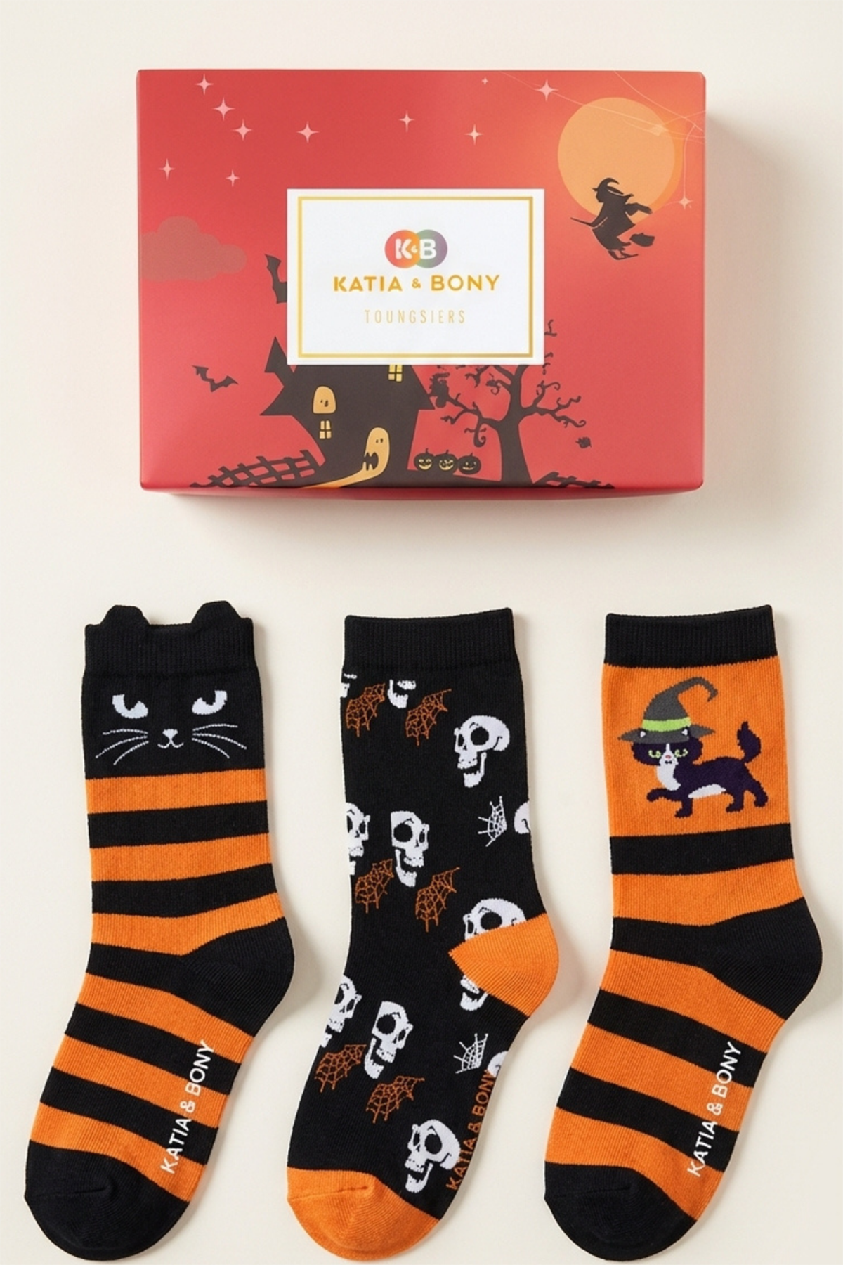 Çocuk Halloween Baskılı 3lü Kutulu Soket Çorap