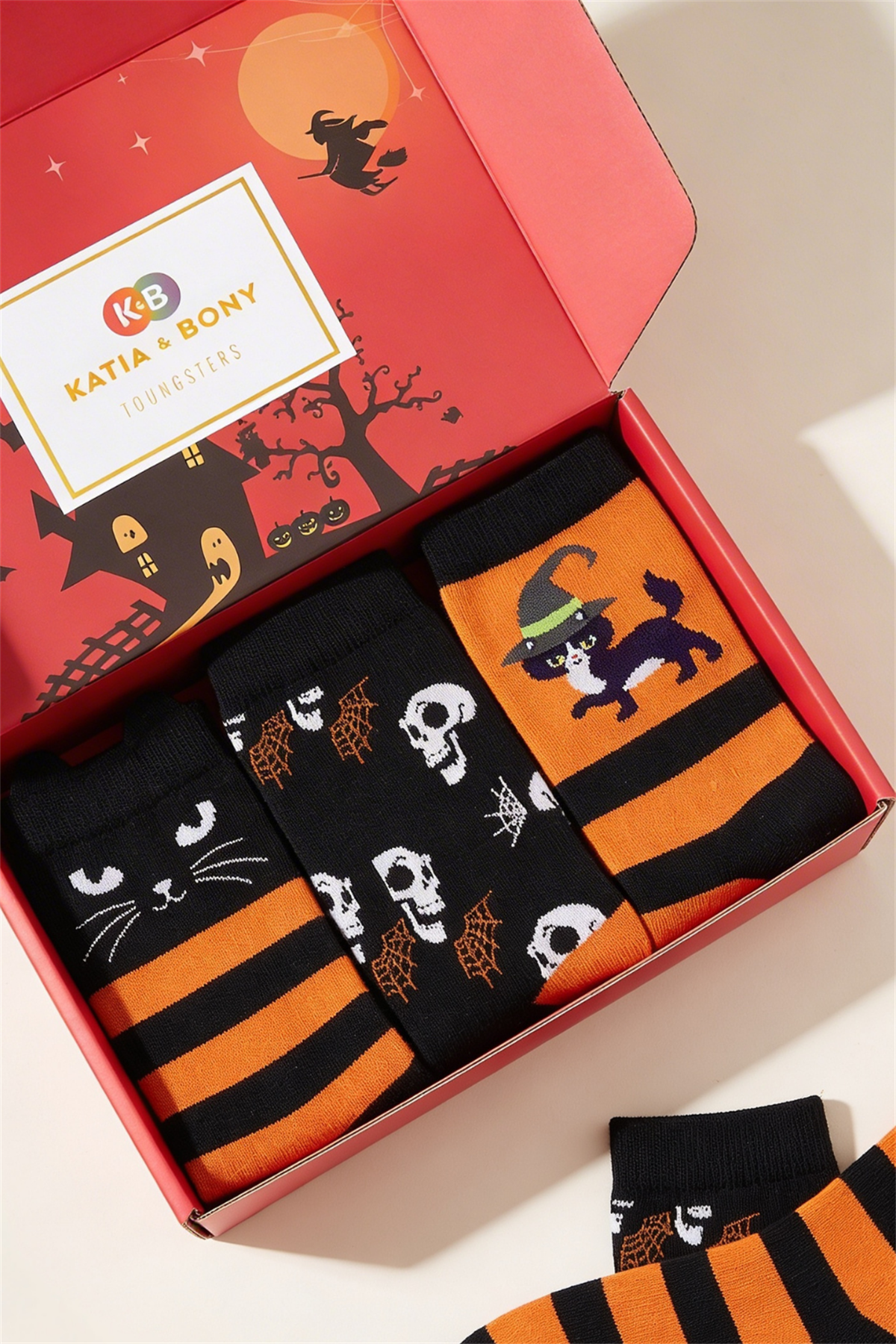 Çocuk Halloween Baskılı 3lü Kutulu Soket Çorap