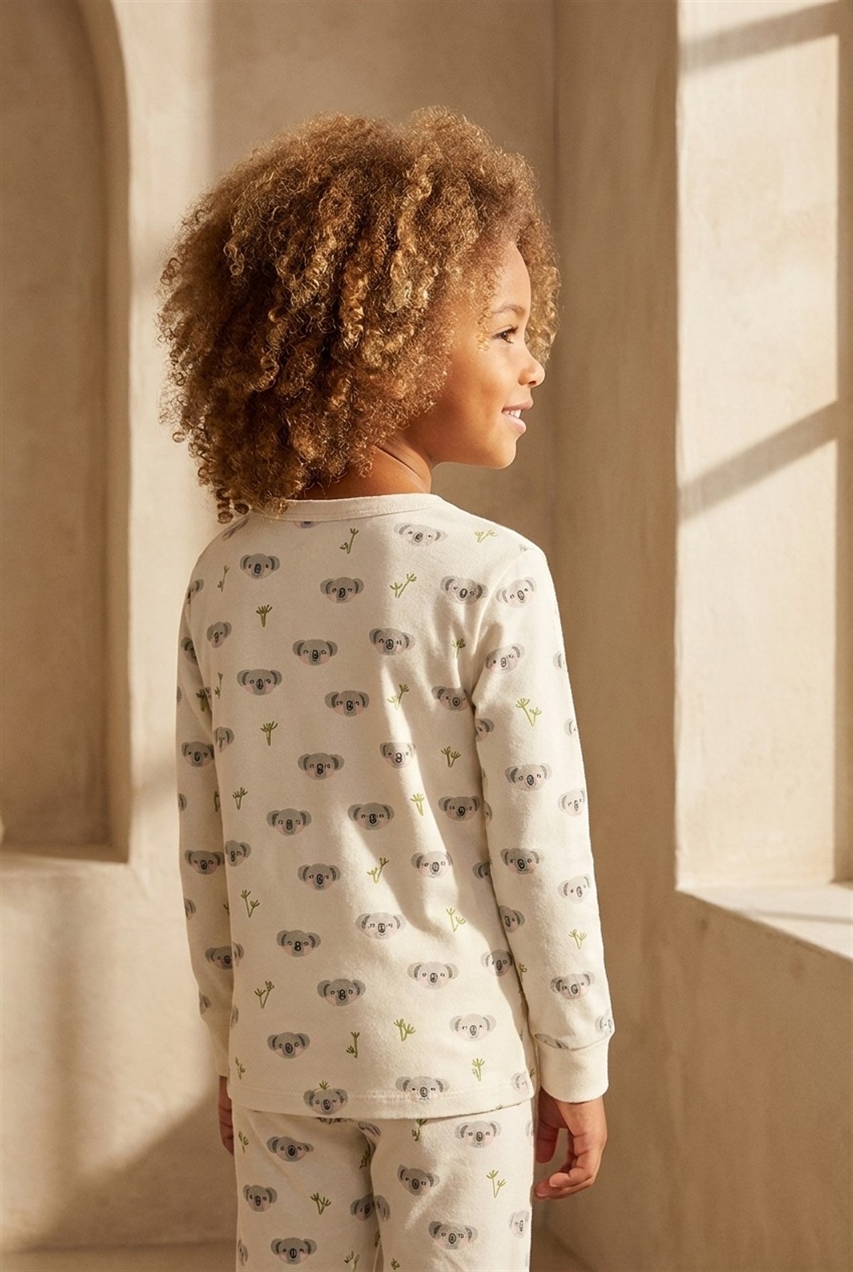Çocuk Koala Desenli Pijama Takımı Ekru