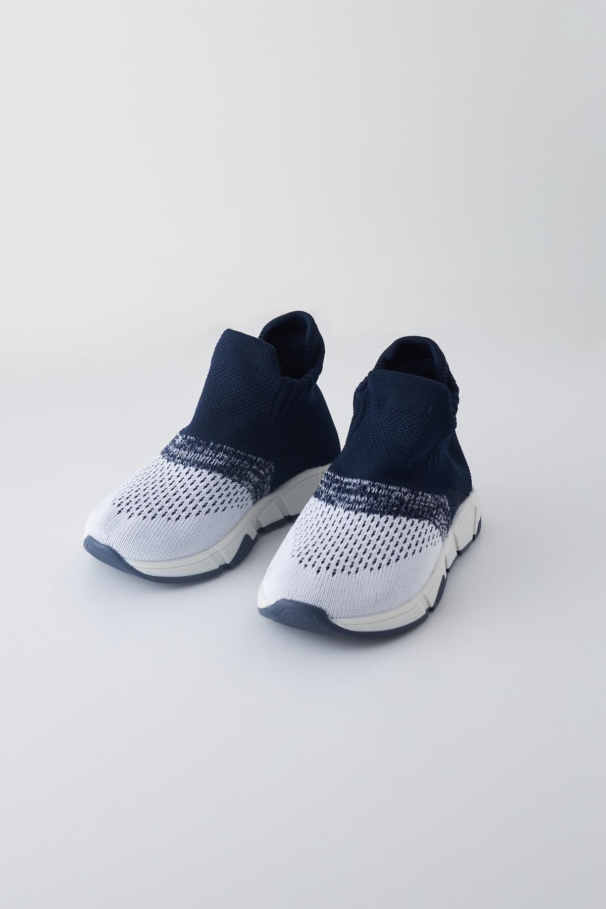 Childrens Navy Blue White Gradient Sock Shoes