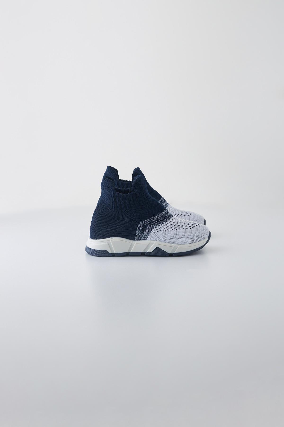 Childrens Navy Blue White Gradient Sock Shoes