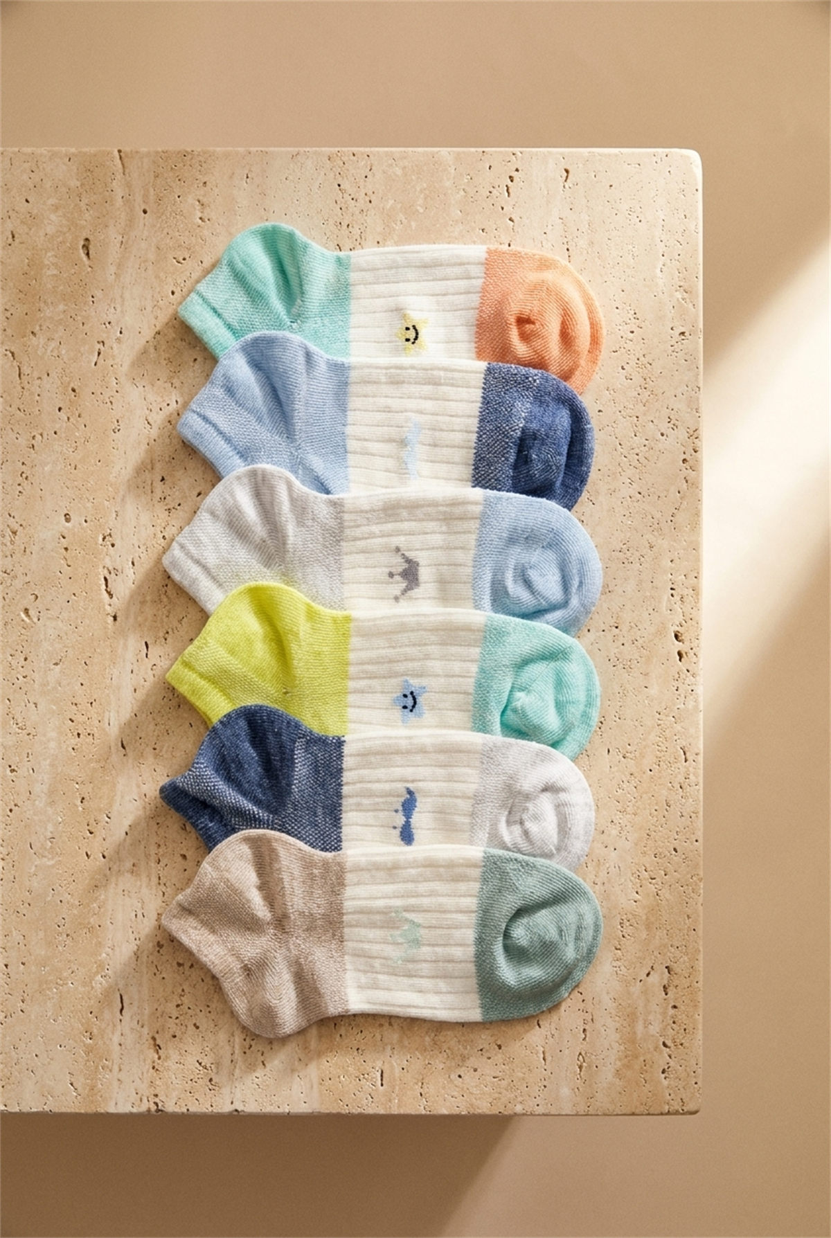 Çocuk Minik Desenli 6lı Paket Step Çorap Çok Renkli