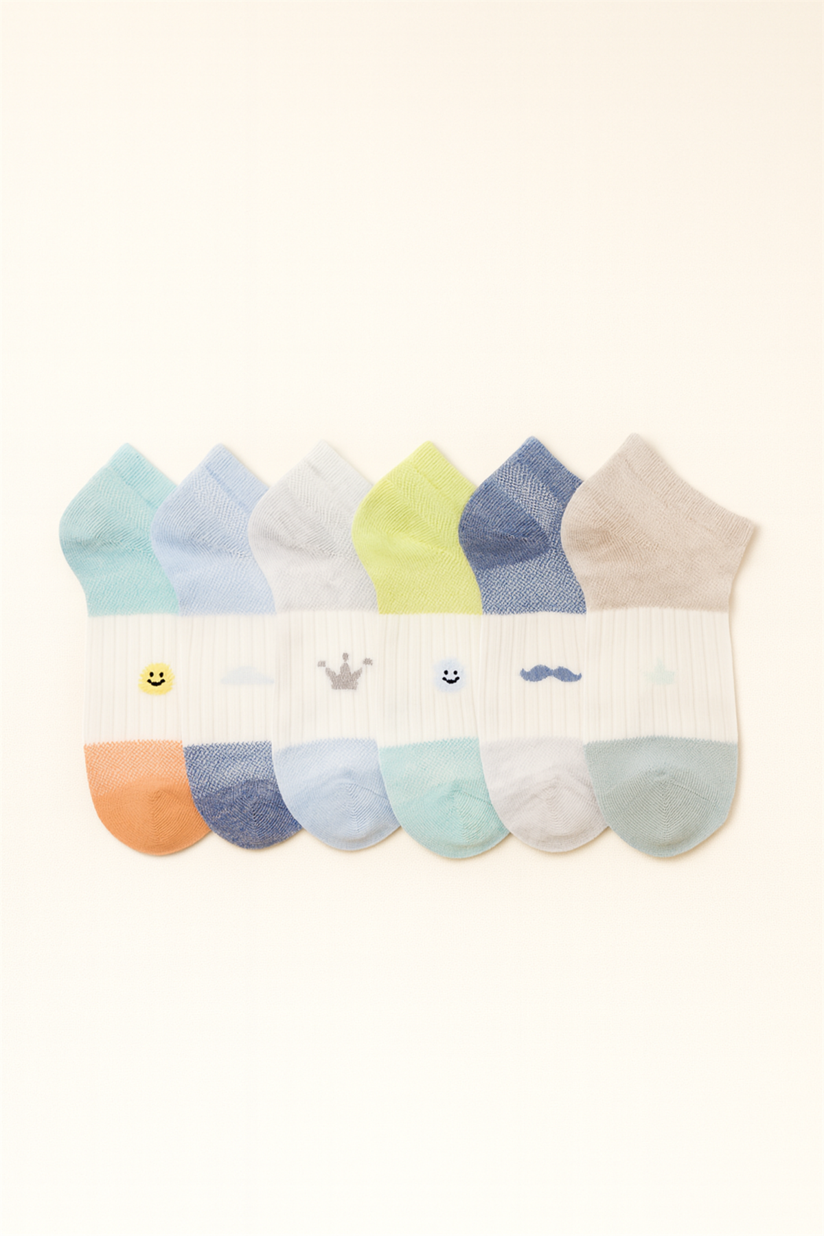 Childrens Mini Patterned 6-Pack Step Socks Multi-Colored