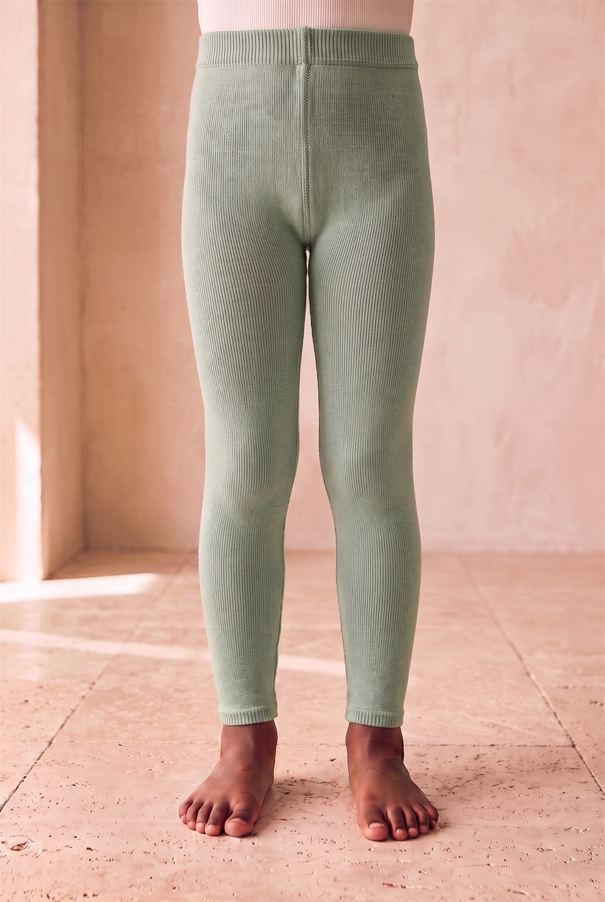 Childrens Cotton Tights Water Green