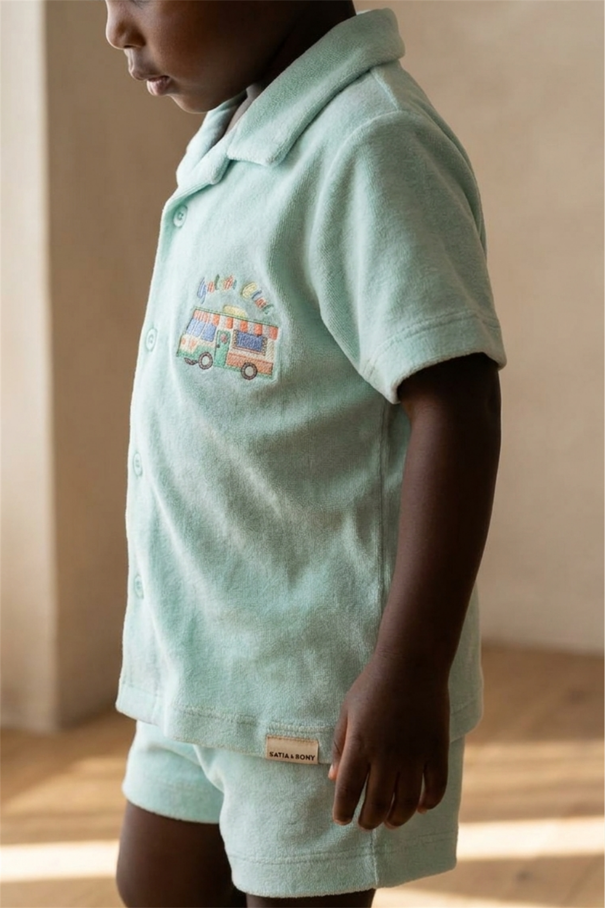 Childrens Polo Neck Towel T-Shirt Light Blue