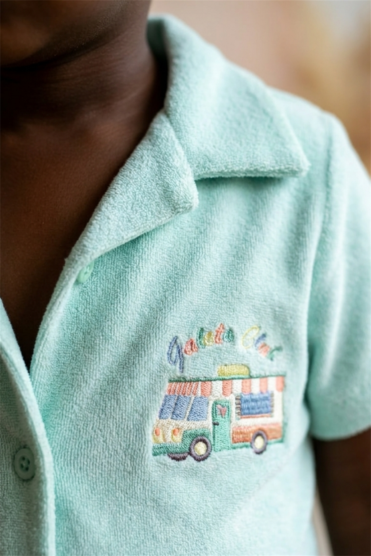 Childrens Polo Neck Towel T-Shirt Light Blue