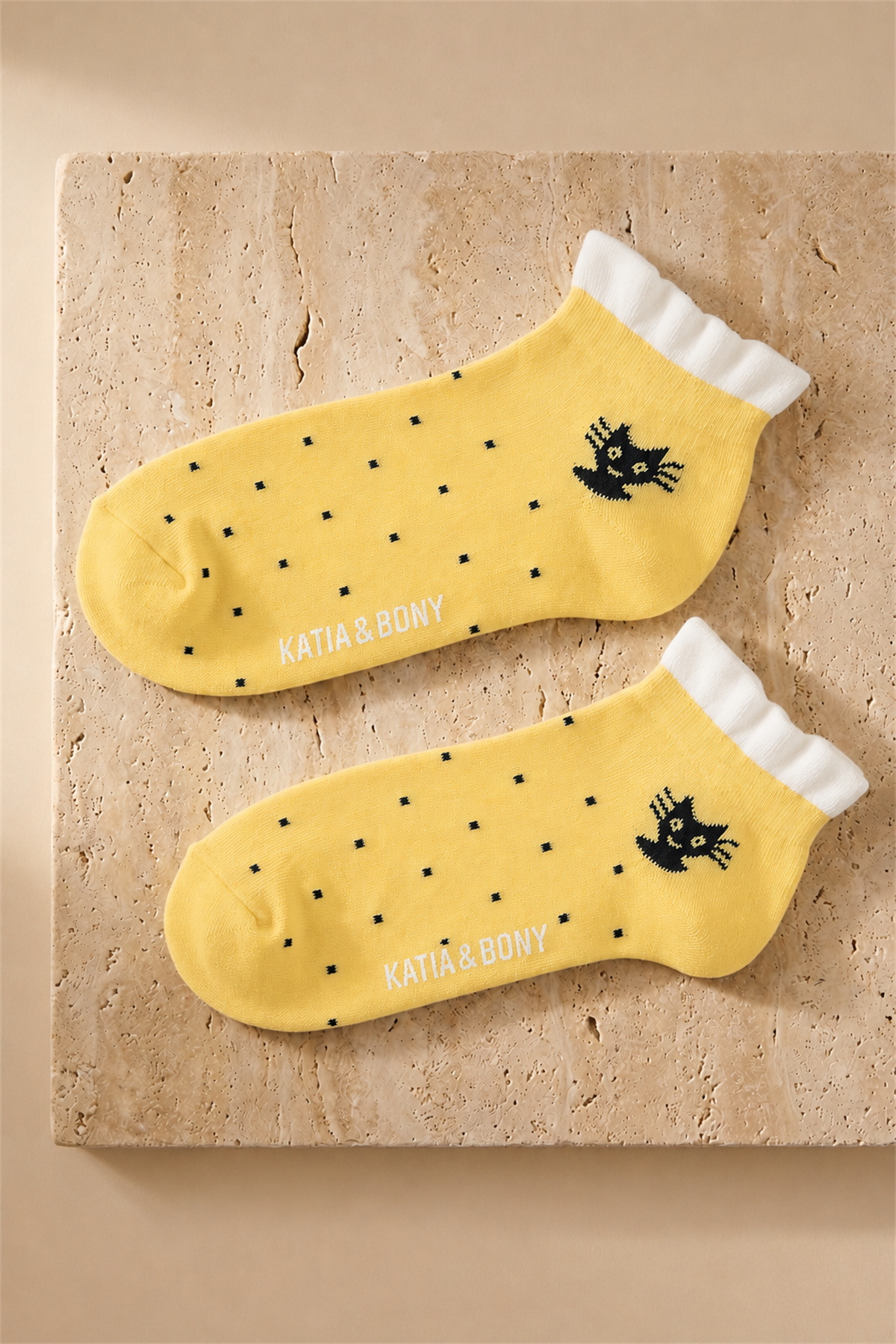 Çocuk  Puantiyeli Step Çorap Sarı