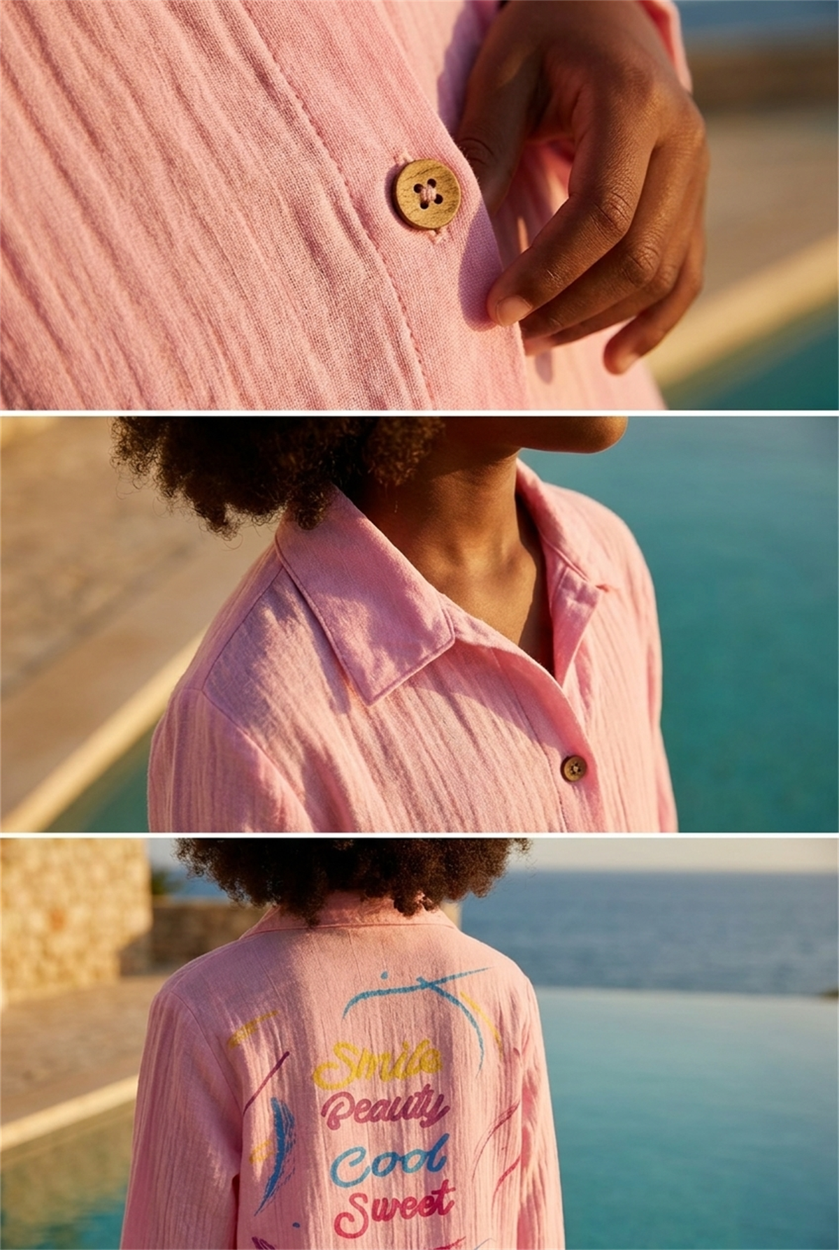 Smile Kids Linen Shirt Pink
