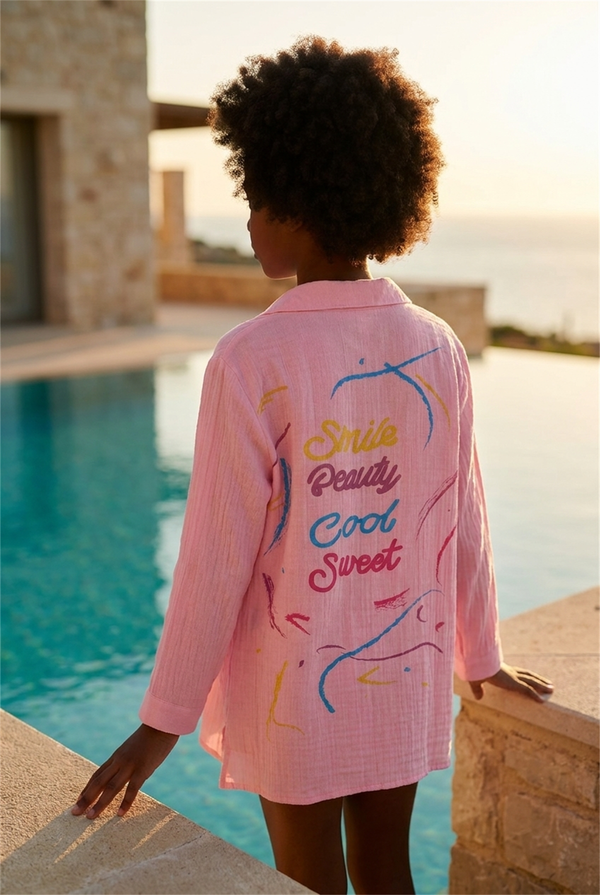 Smile Kids Linen Shirt Pink