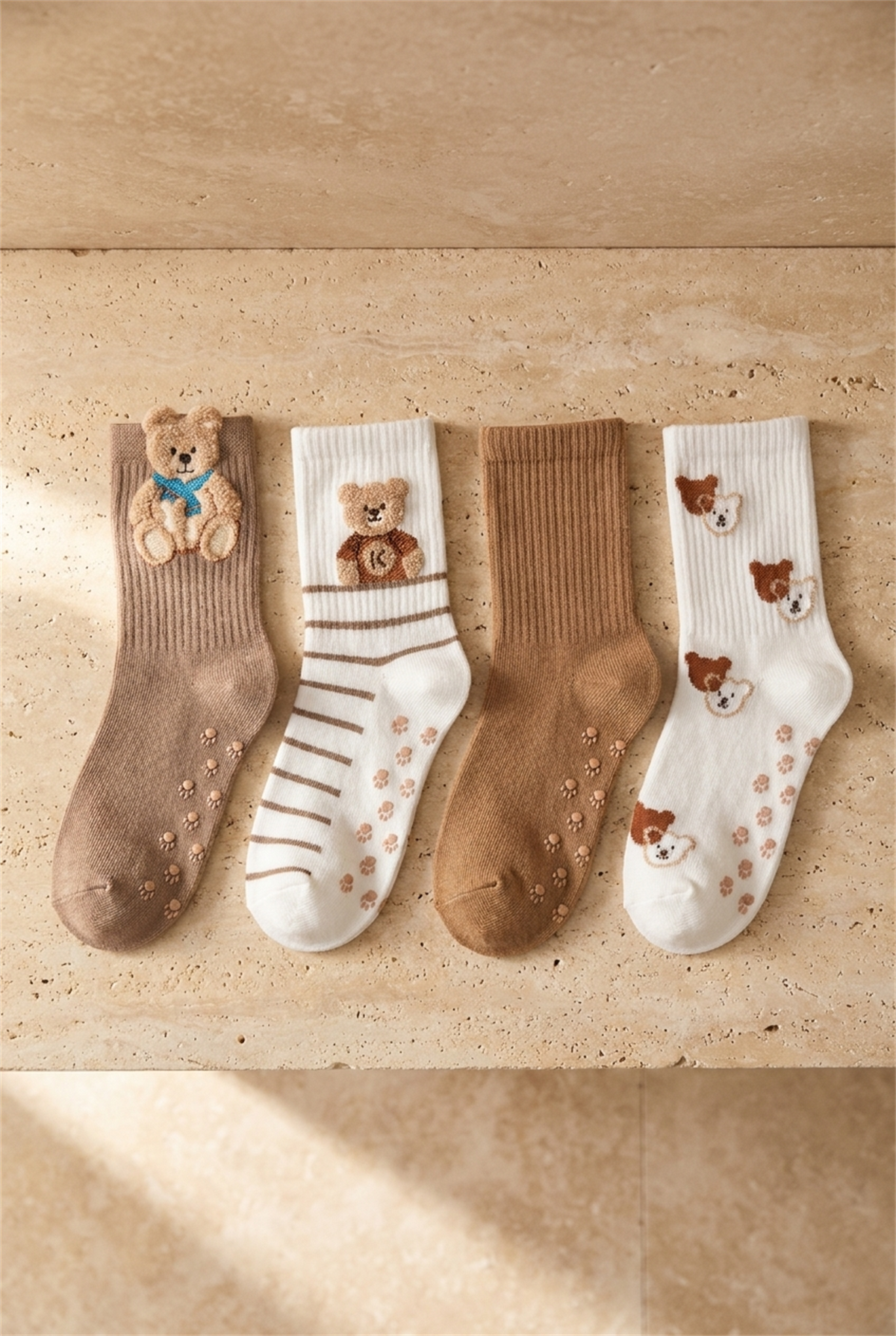 Çocuk Teddy Bear Desenli 4lü Soket Çorap