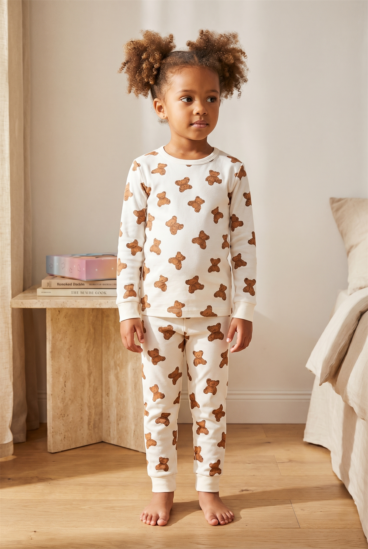 Çocuk Teddy Desenli Kutulu Pijama Takımı