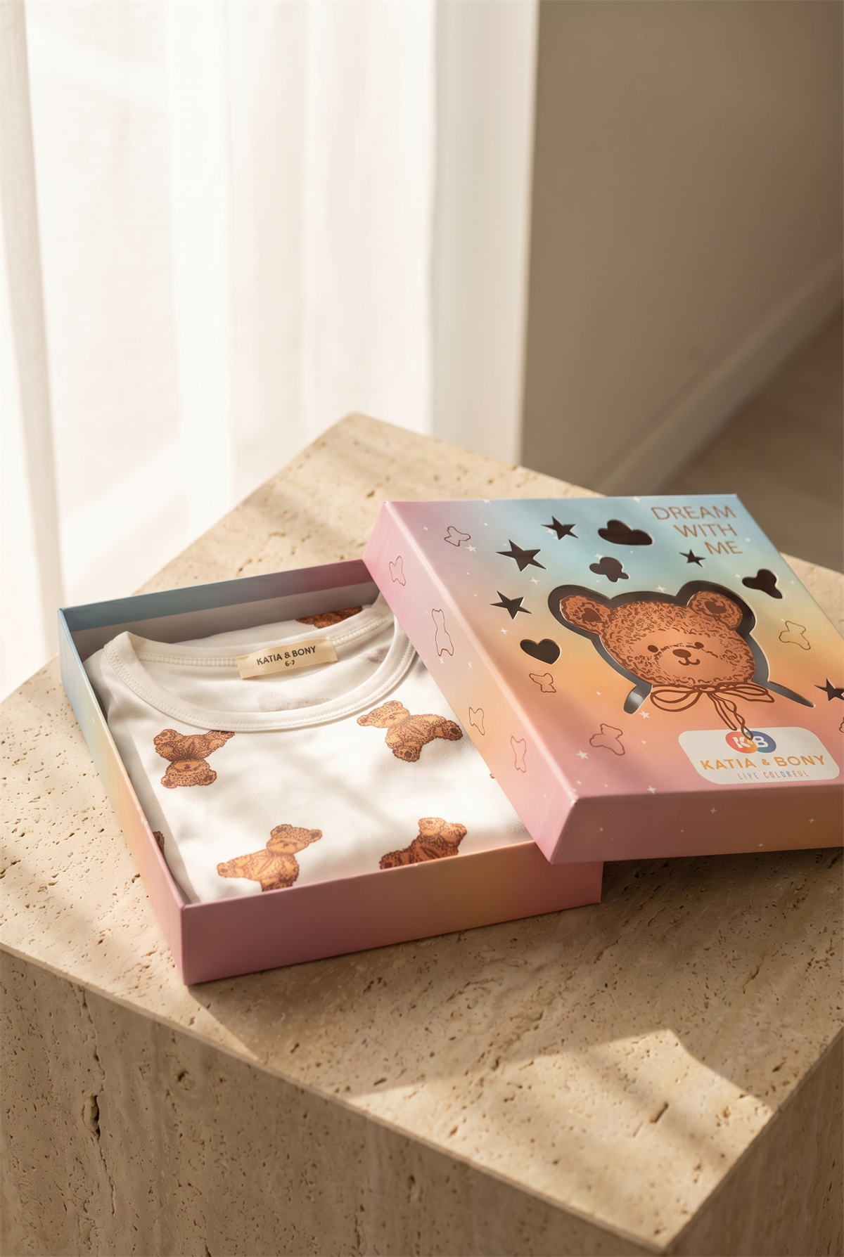 Çocuk Teddy Desenli Kutulu Pijama Takımı